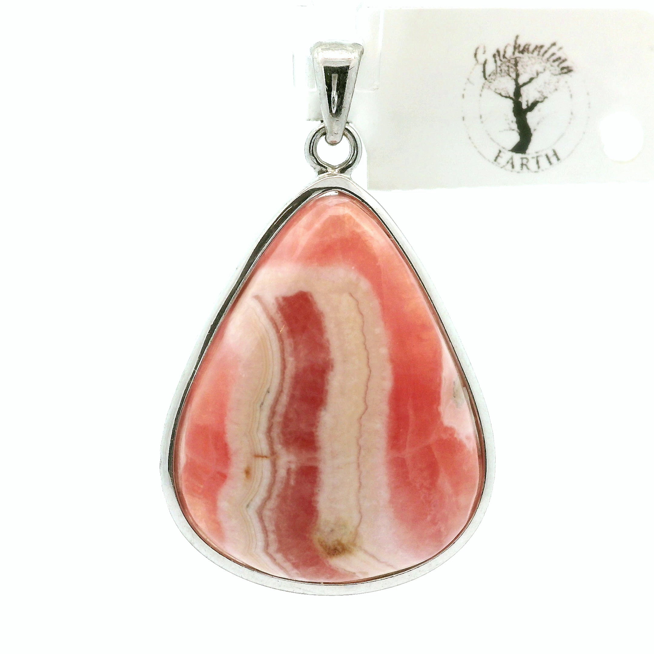 Rhodochrosite Pendant .925 Silver for Emotional and Trauma Healing