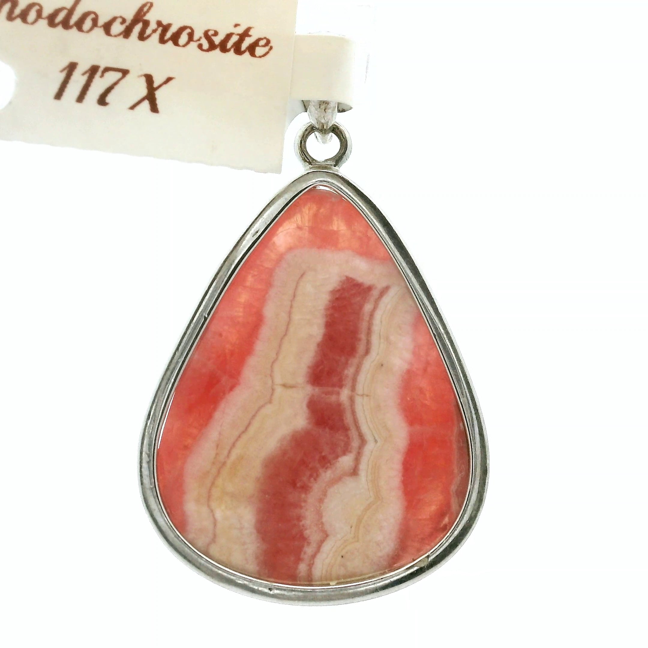 Rhodochrosite Pendant .925 Silver for Emotional and Trauma Healing