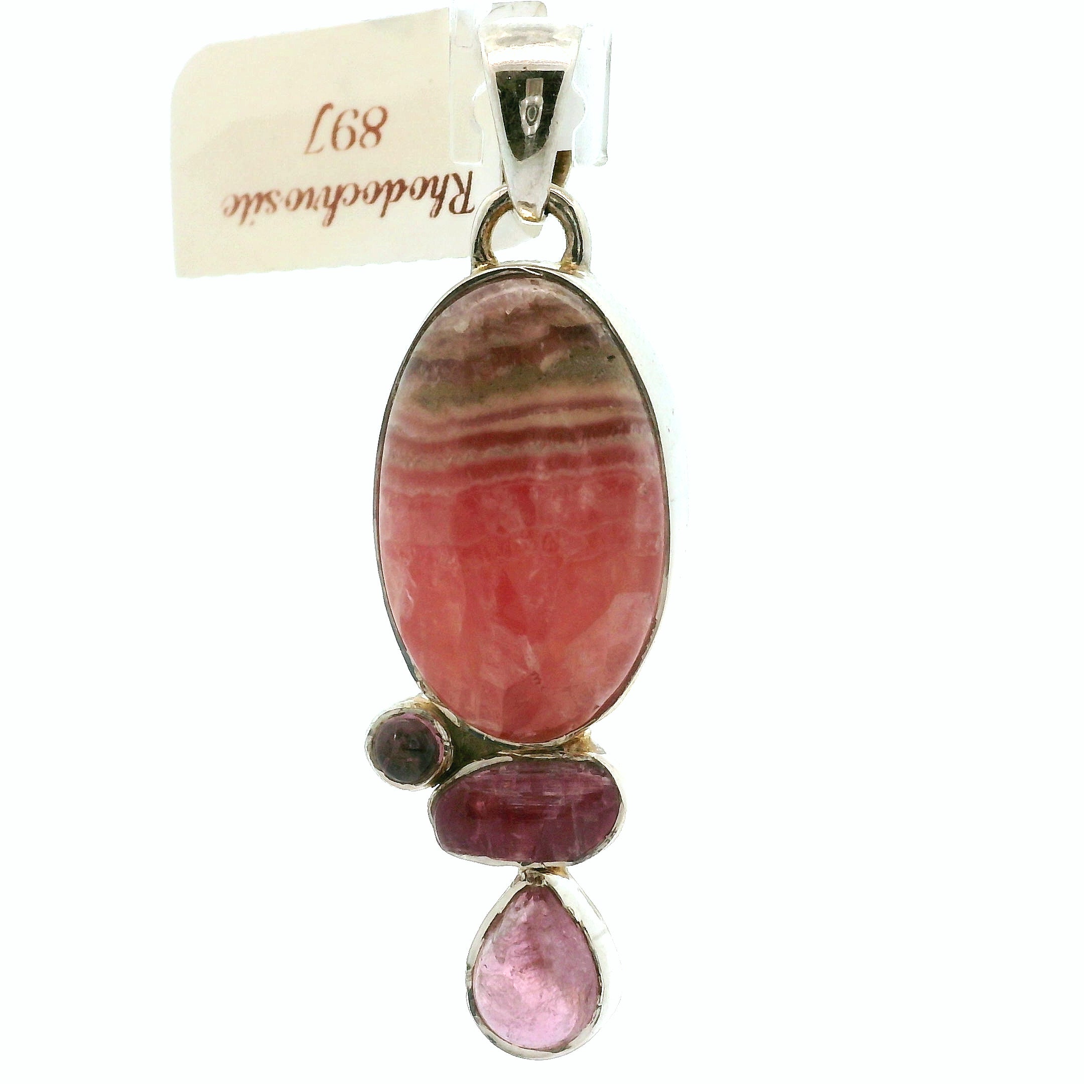 Rhodochrosite Multi-stone Pendant .925 Silver for Heart Healing and Opening your Heart to Love