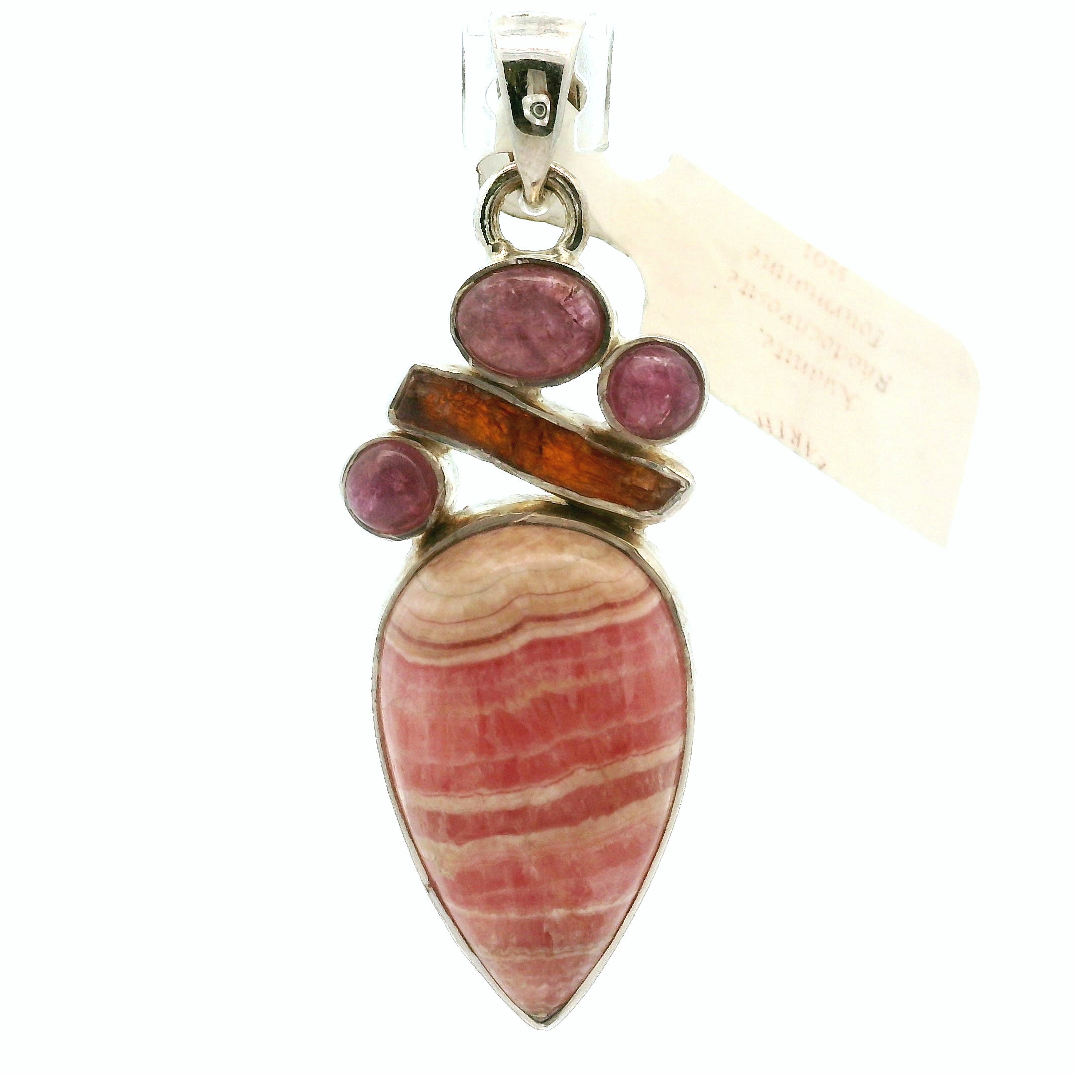 Rhodochrosite Multi-stone Pendant .925 Silver for Heart Healing and Opening your Heart to Love