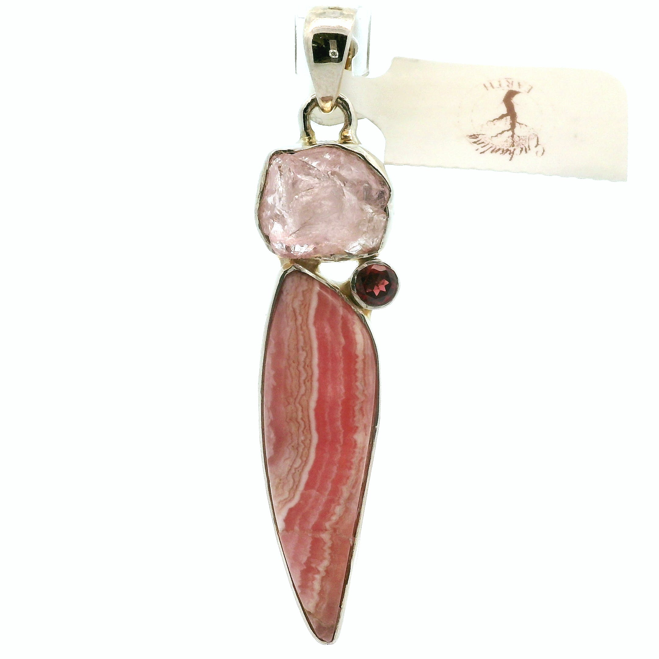 Rhodochrosite Multi-stone Pendant .925 Silver for Heart Healing and Opening your Heart to Love