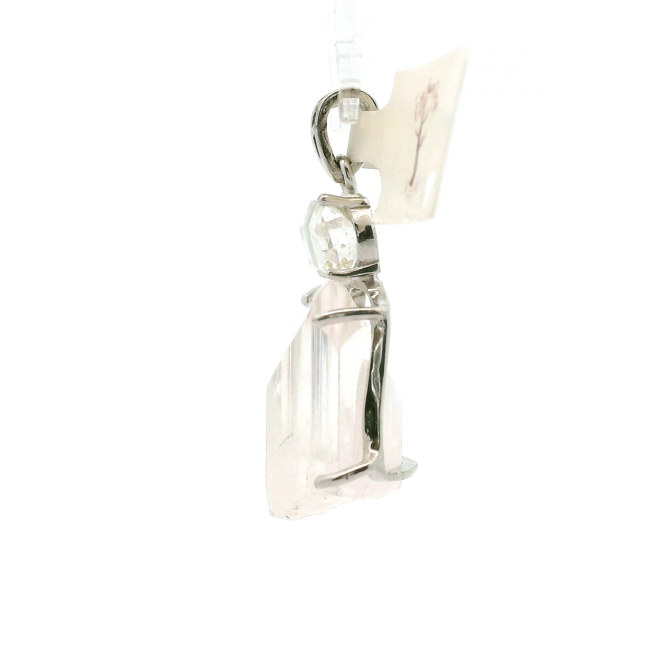 Danburite x Herkimer Diamond Pendant .925 Silver for Connection with Higher Realms, Peace and Self Acceptance