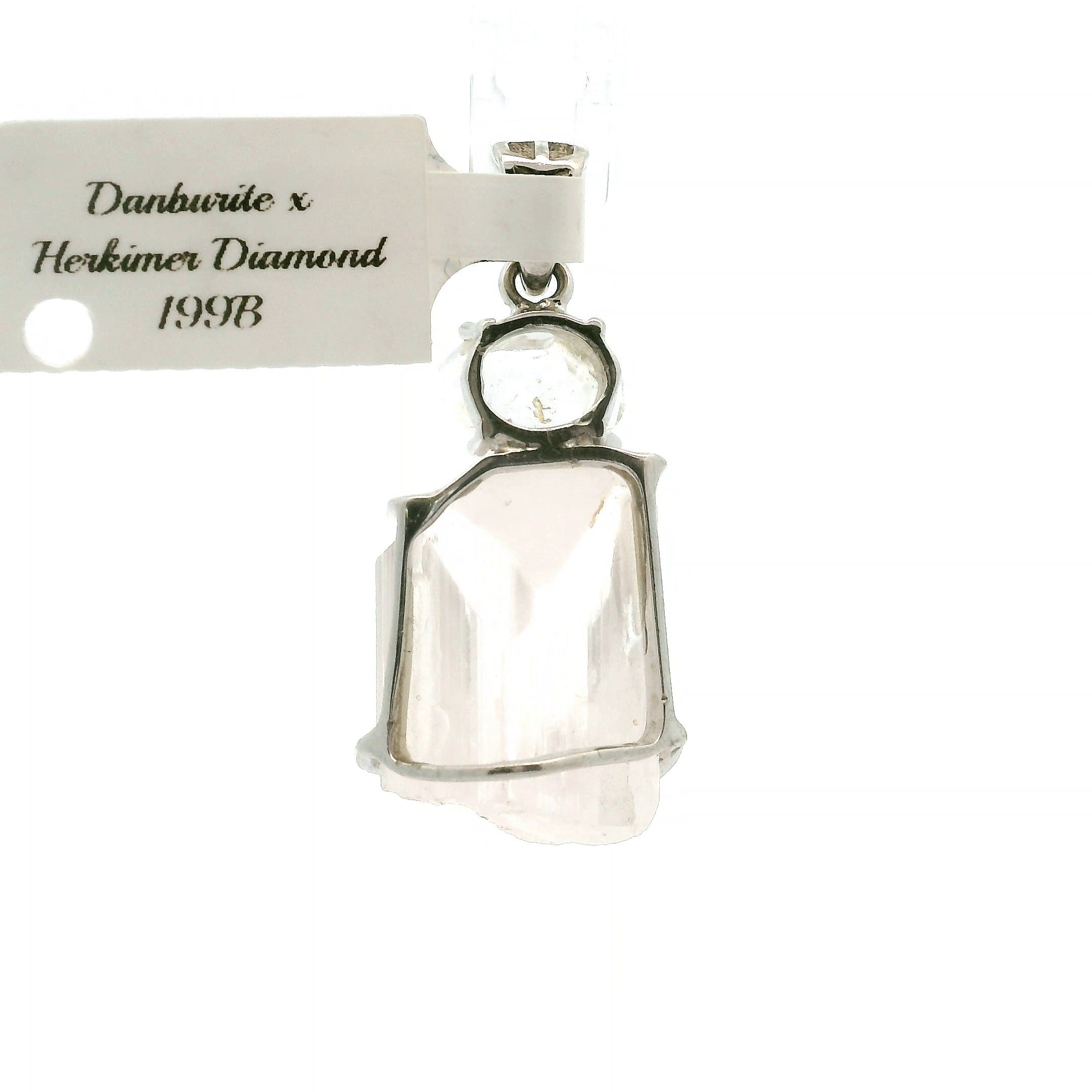 Danburite x Herkimer Diamond Pendant .925 Silver for Connection with Higher Realms, Peace and Self Acceptance
