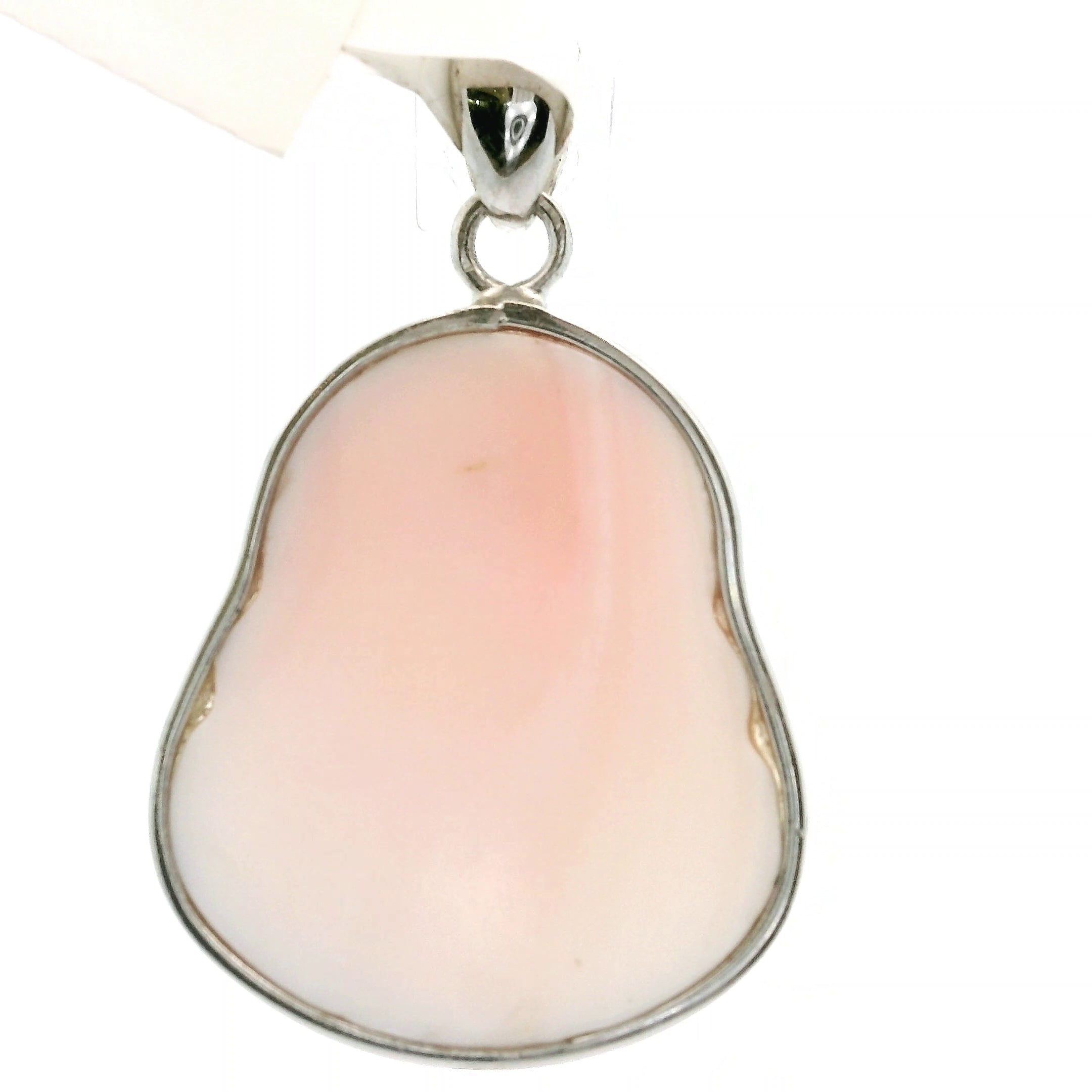 Conch Shell Carved Buddha Pendant .925 Silver for Purification and Peace