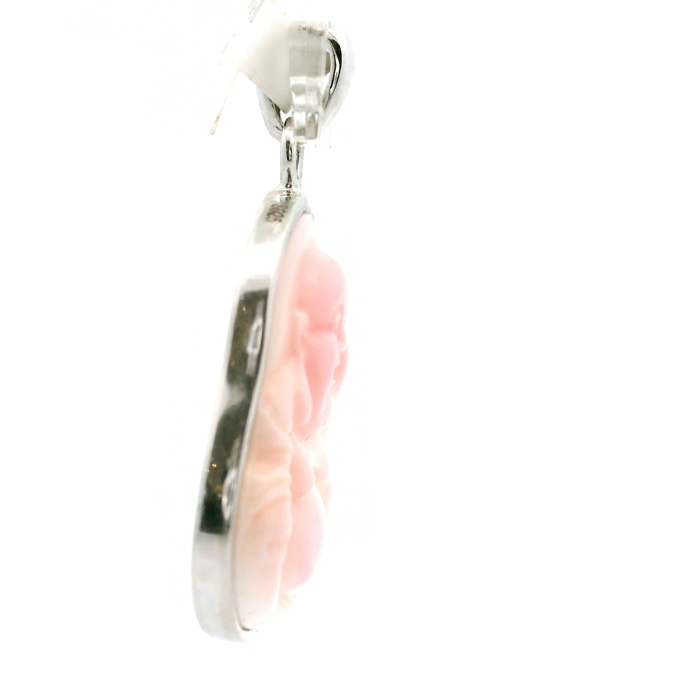 Conch Shell Carved Buddha Pendant .925 Silver for Purification and Peace