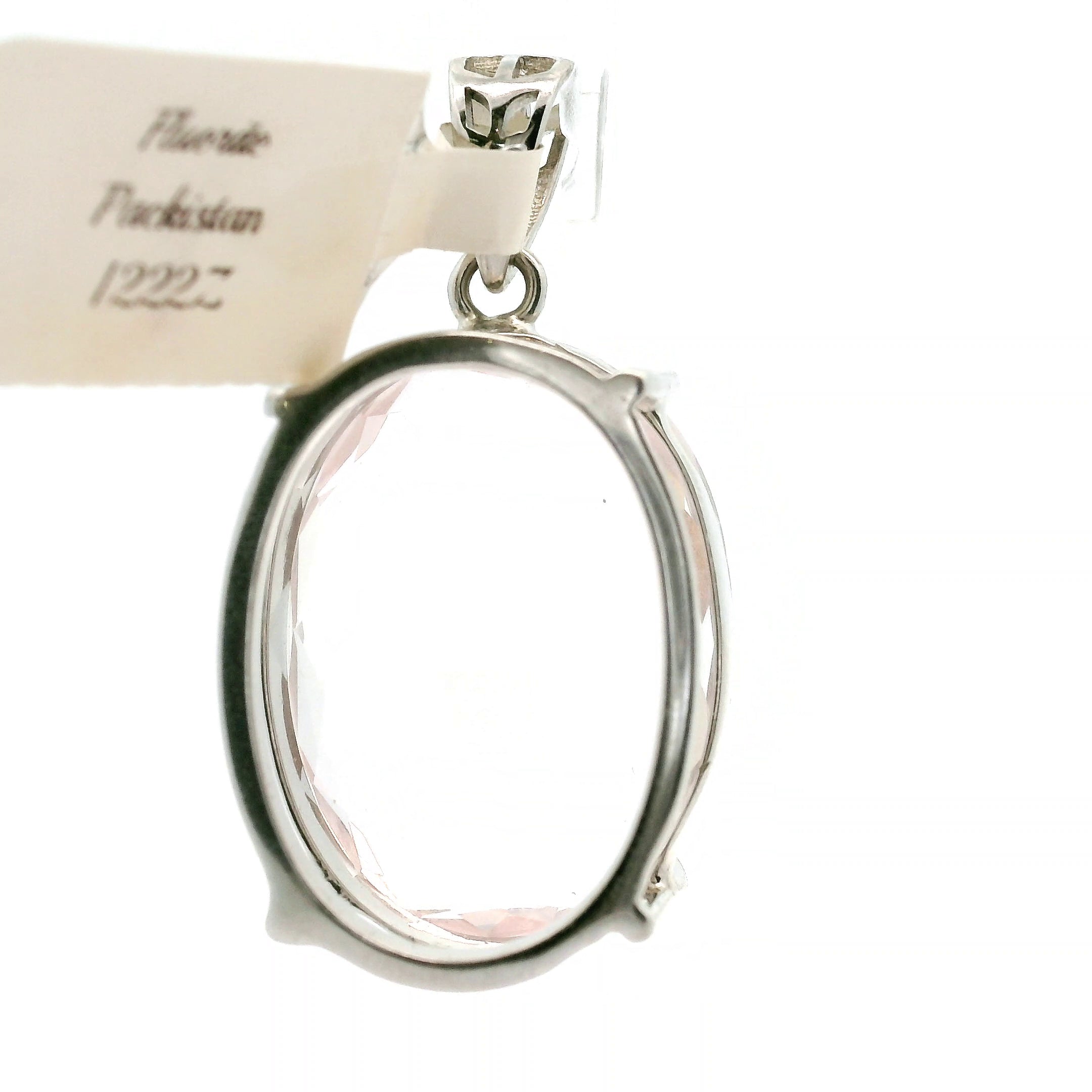 Pink Fluorite Radiant Cut Cuff Ring .925 Silver for Clearing Energy Fields and Focusing on your Goals