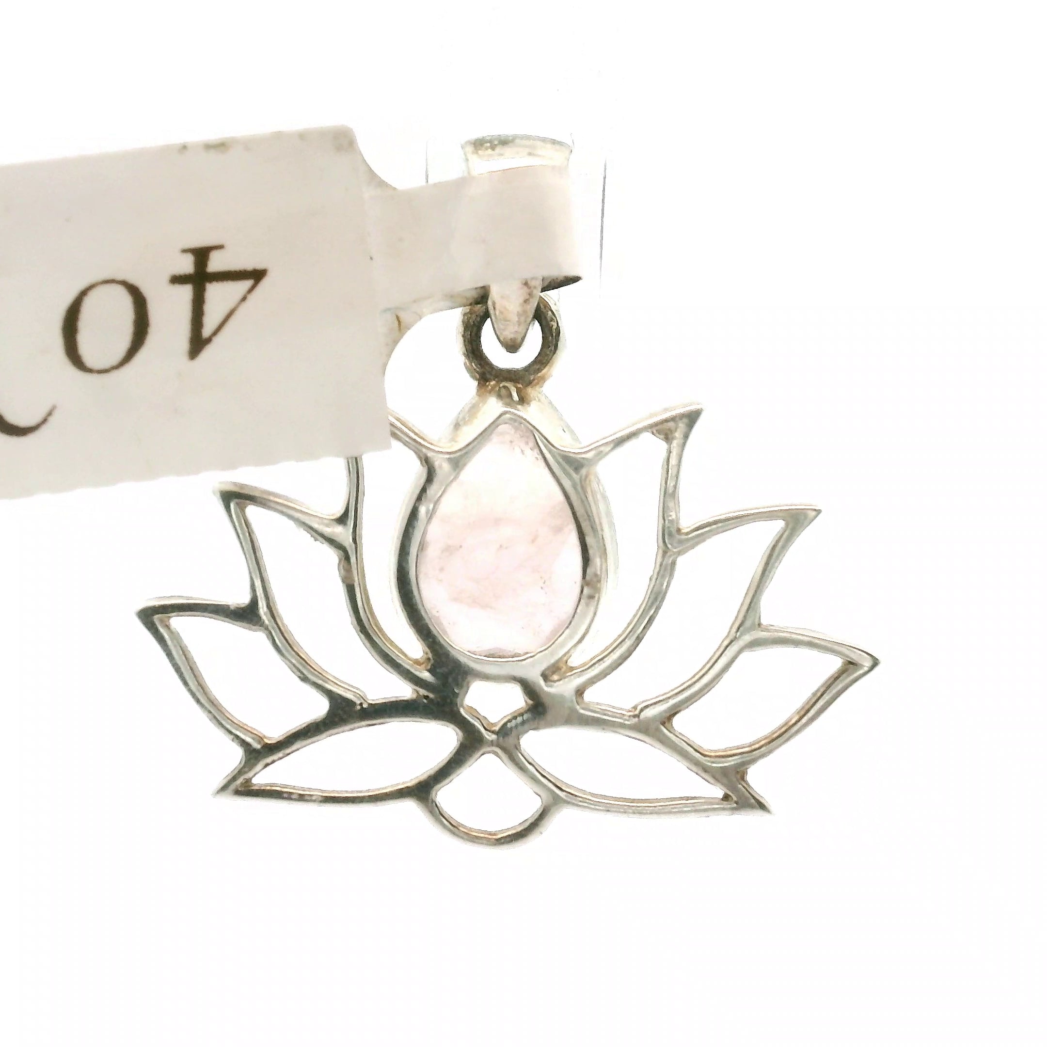 Rose Quartz Lotus Pendant .925 Silver for Compassion, Love and Healing