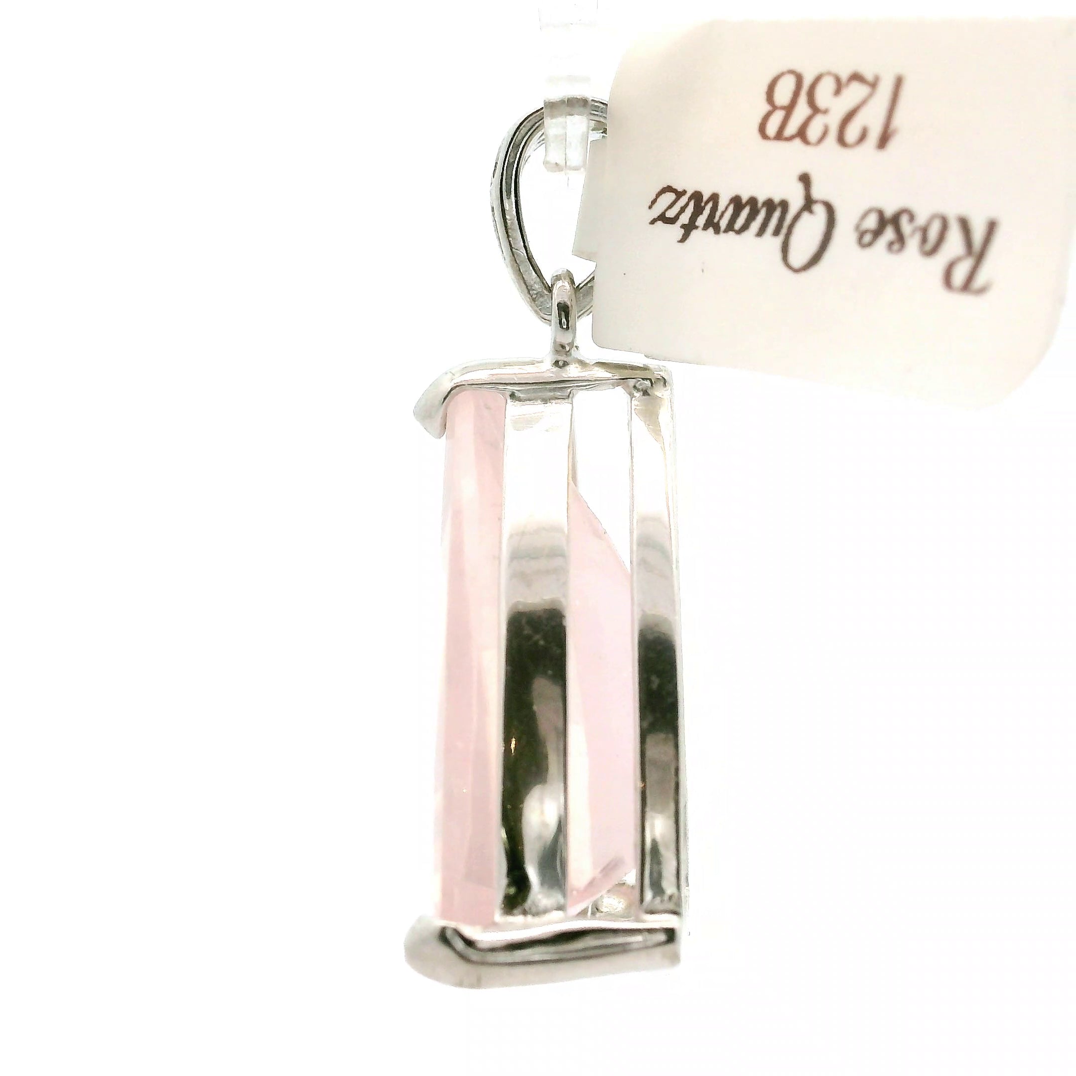 Rose Quartz Fantasy Cut Pendant .925 Silver for Compassion, Love and Healing
