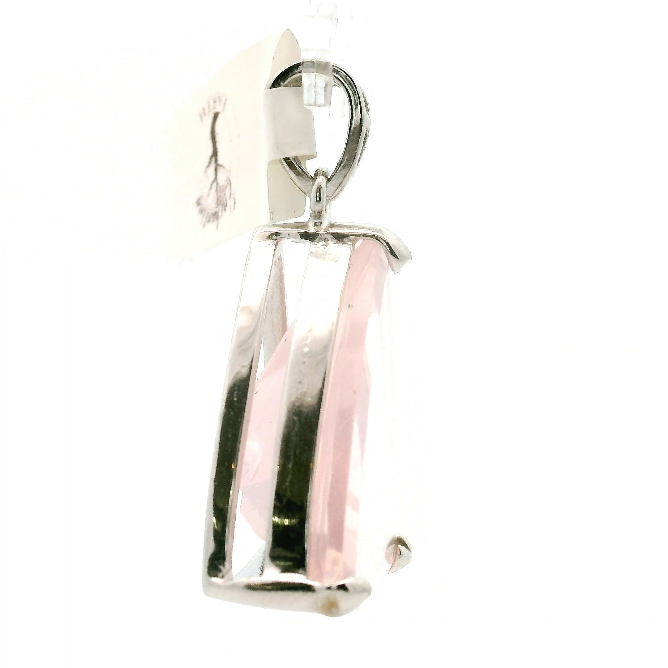 Rose Quartz Fantasy Cut Pendant .925 Silver for Compassion, Love and Healing