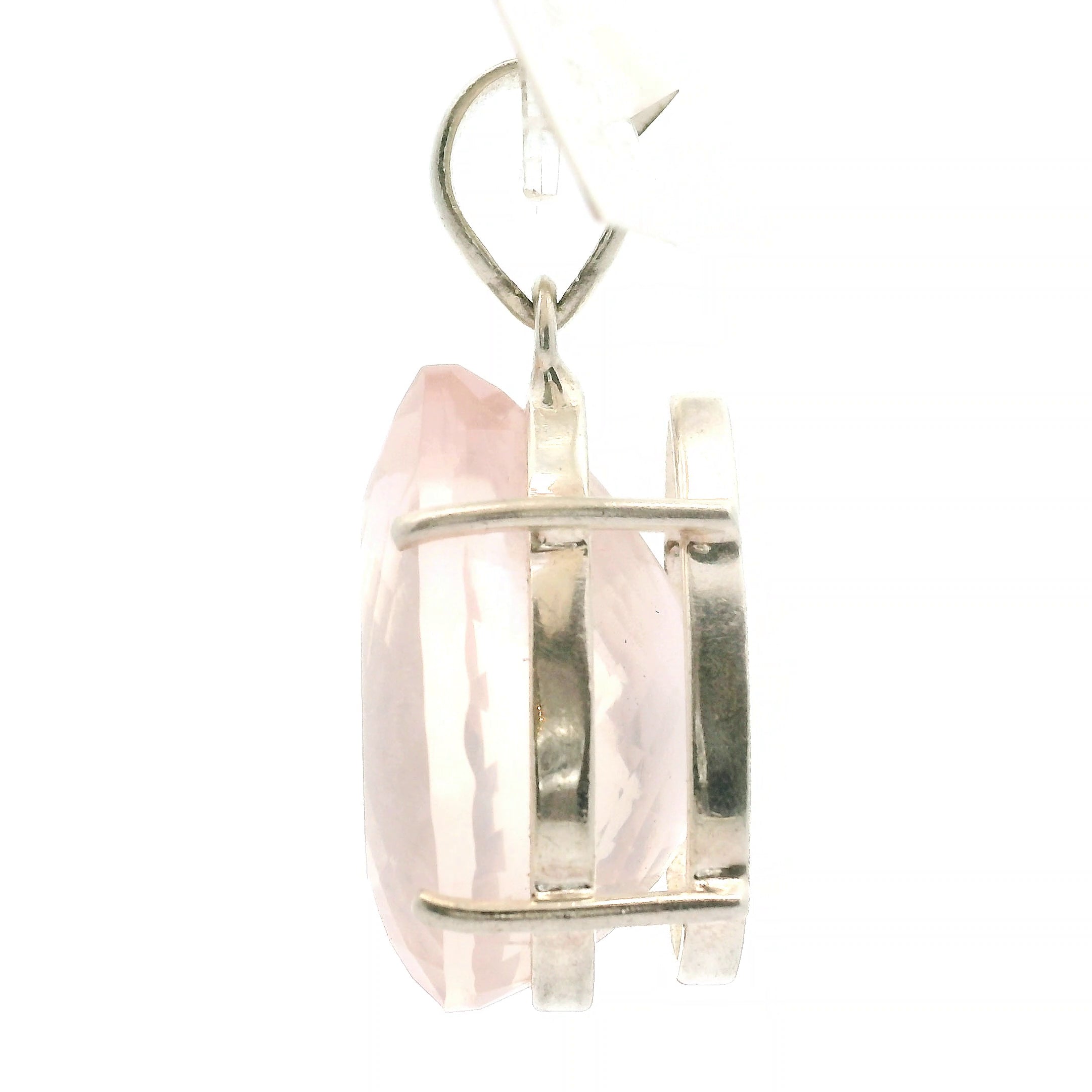 Rose Quartz Large Pendant .925 Silver for Compassion, Love and Healing