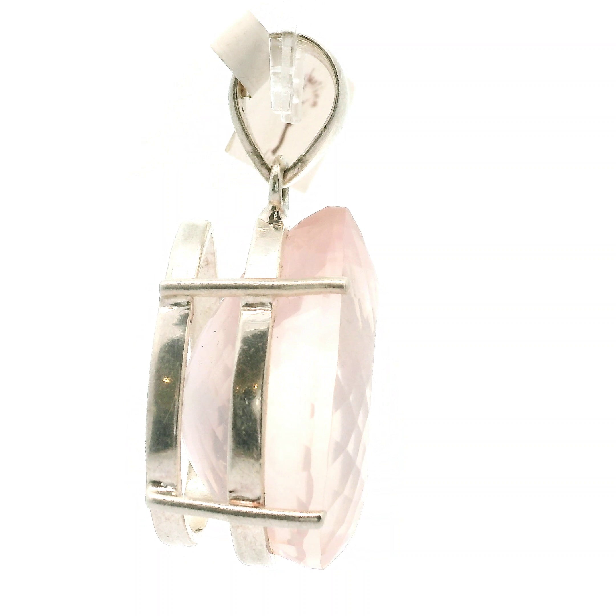 Rose Quartz Large Pendant .925 Silver for Compassion, Love and Healing