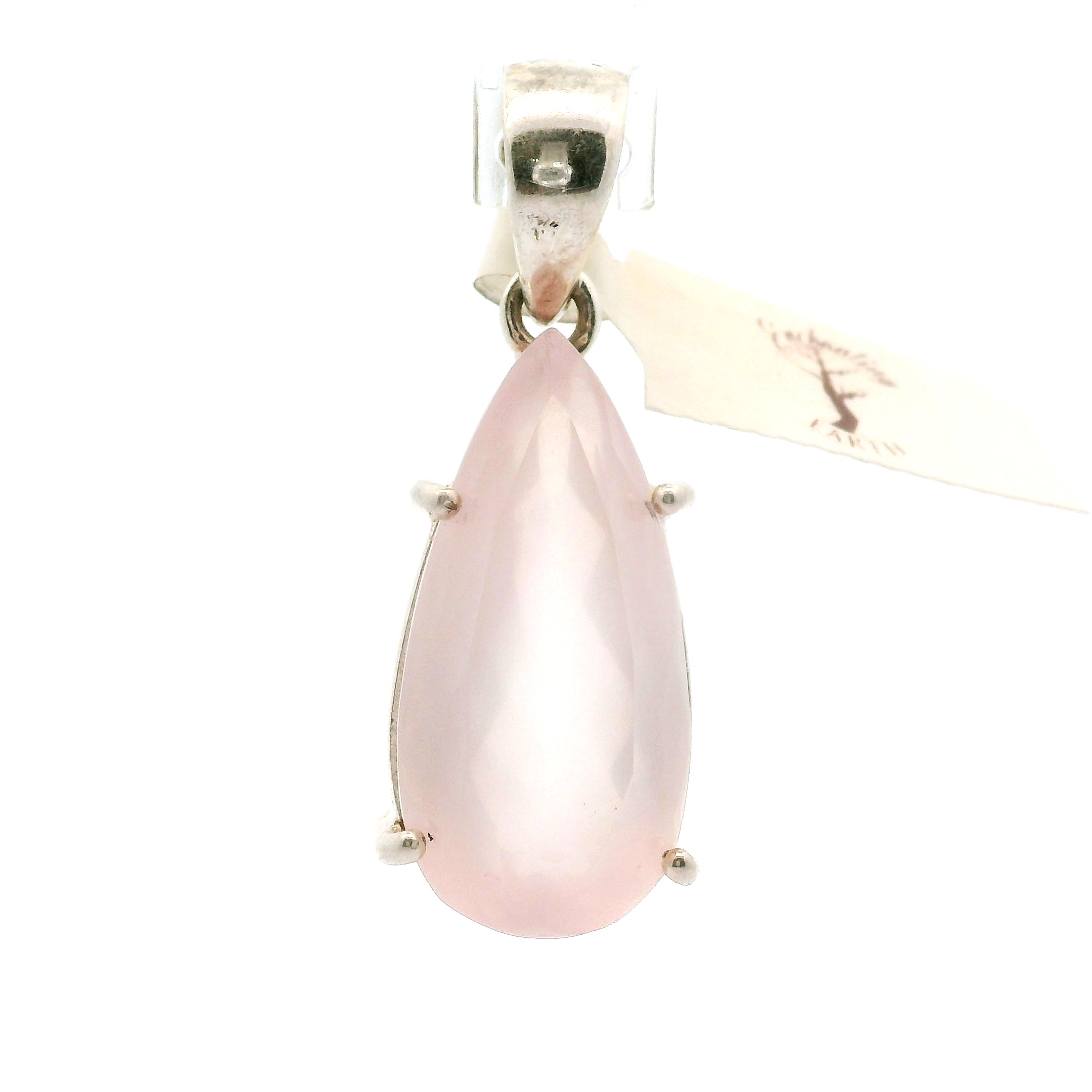 Rose Quartz Large Pendant .925 Silver for Compassion, Love and Healing