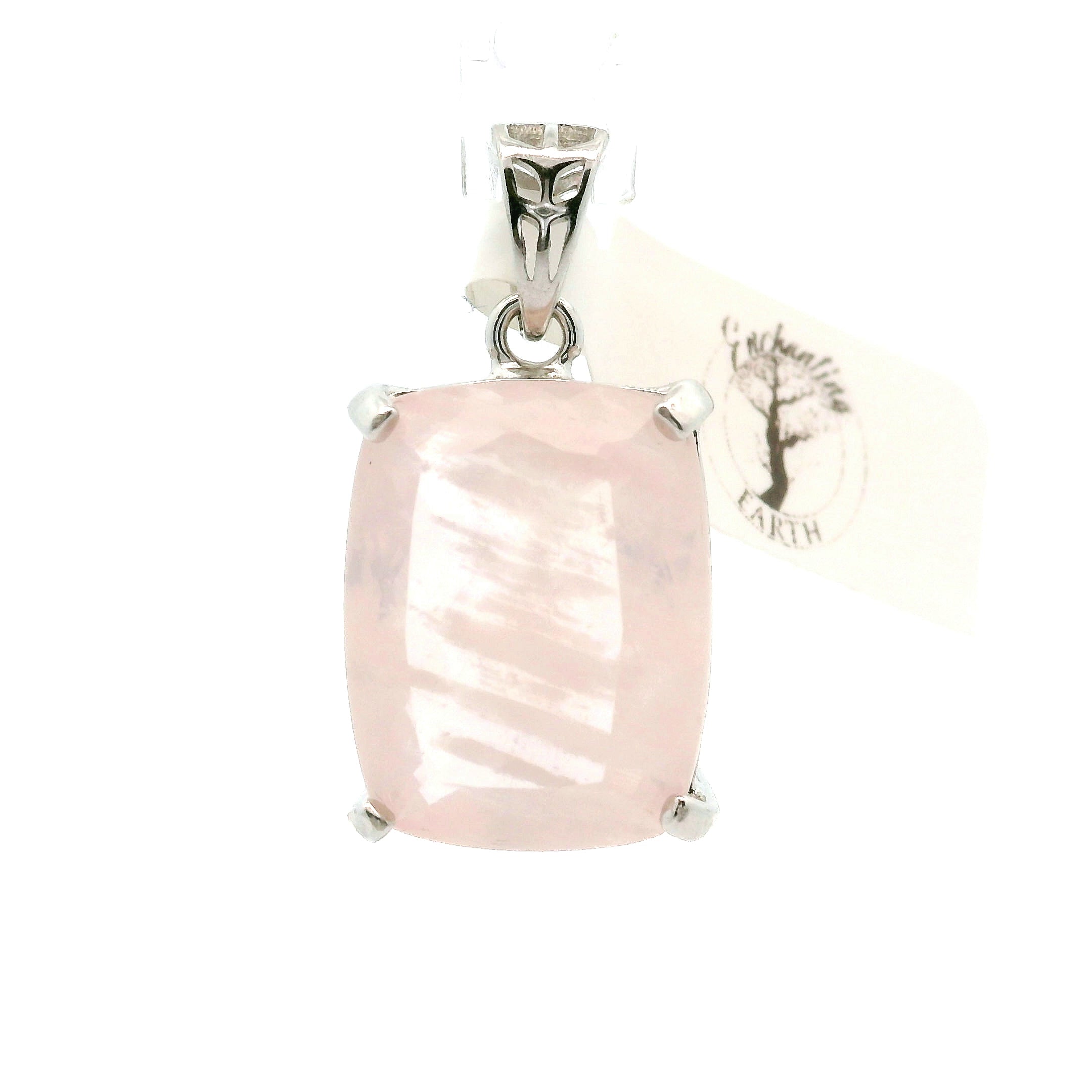 Rose Quartz Lodolite Pendant .925 Silver for Compassion, Emotional Release and Healing