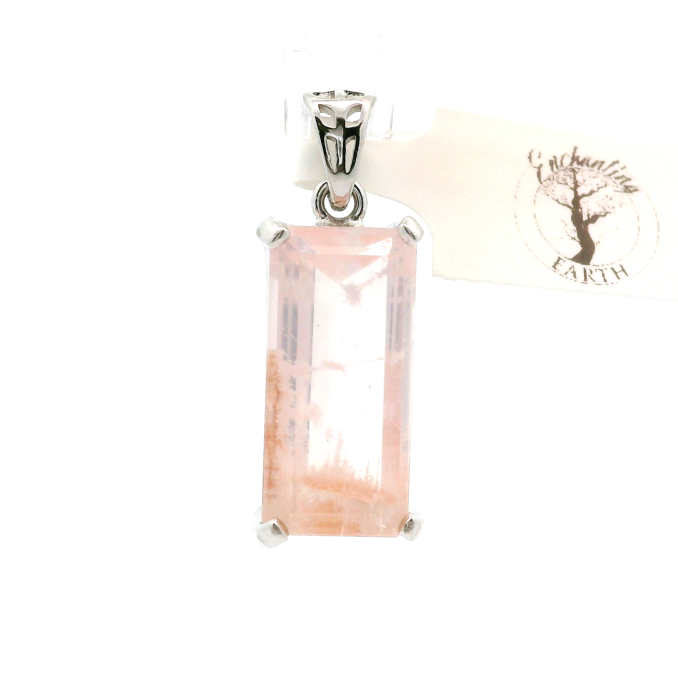 Rose Quartz Lodolite Pendant .925 Silver for Compassion, Emotional Release and Healing