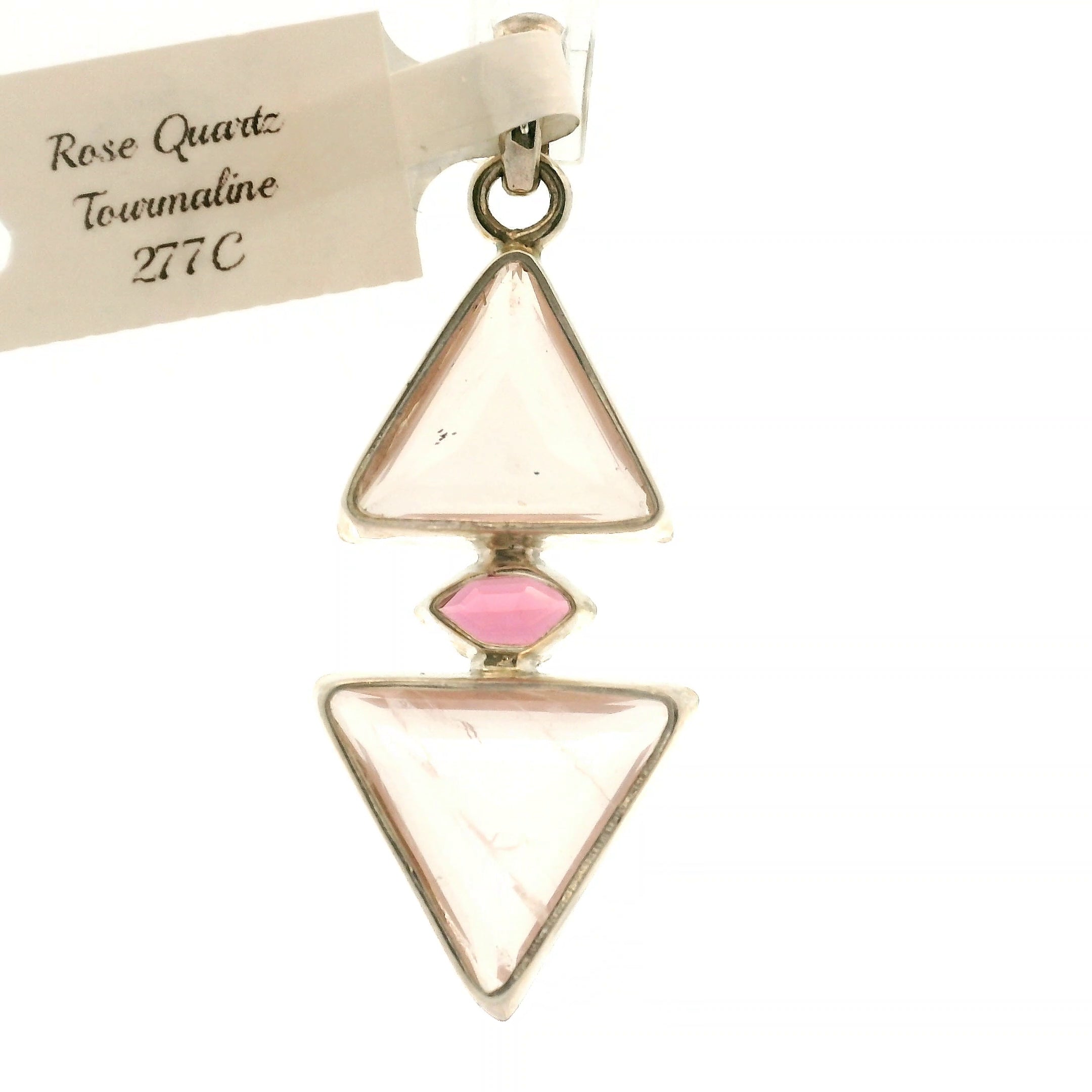 Rose Quartz with Tourmaline Pendant .925 Silver for Compassion, Emotional Release and Healing