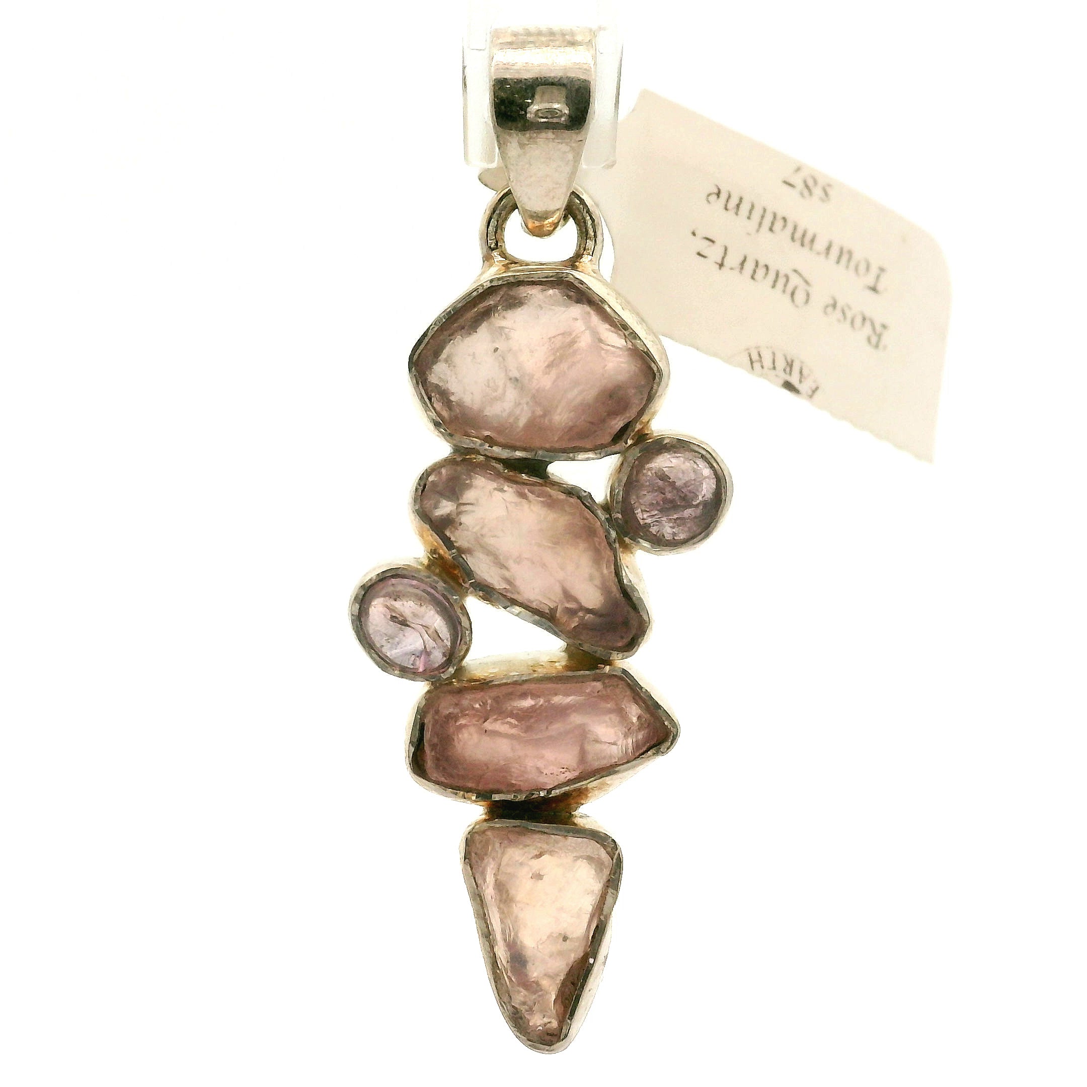 Rose Quartz Multi-Stone Pendant .925 Silver for Compassion, Emotional Release and Healing