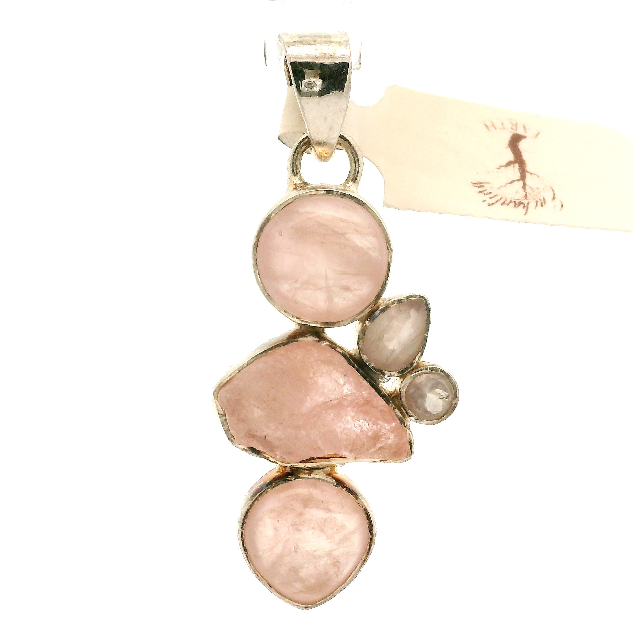 Rose Quartz Multi-Stone Pendant .925 Silver for Compassion, Emotional Release and Healing