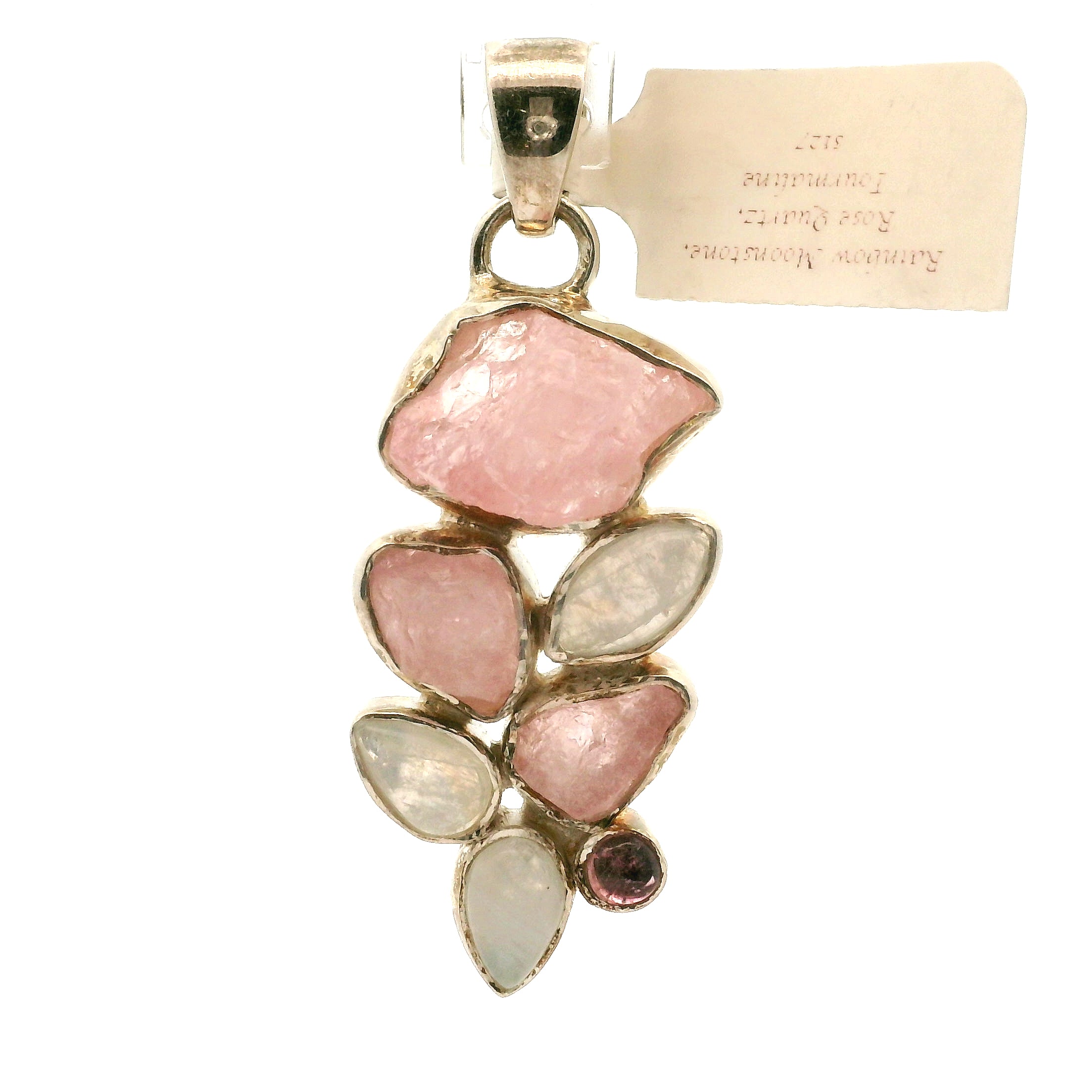 Rose Quartz Multi-Stone Pendant .925 Silver for Compassion, Emotional Release and Healing