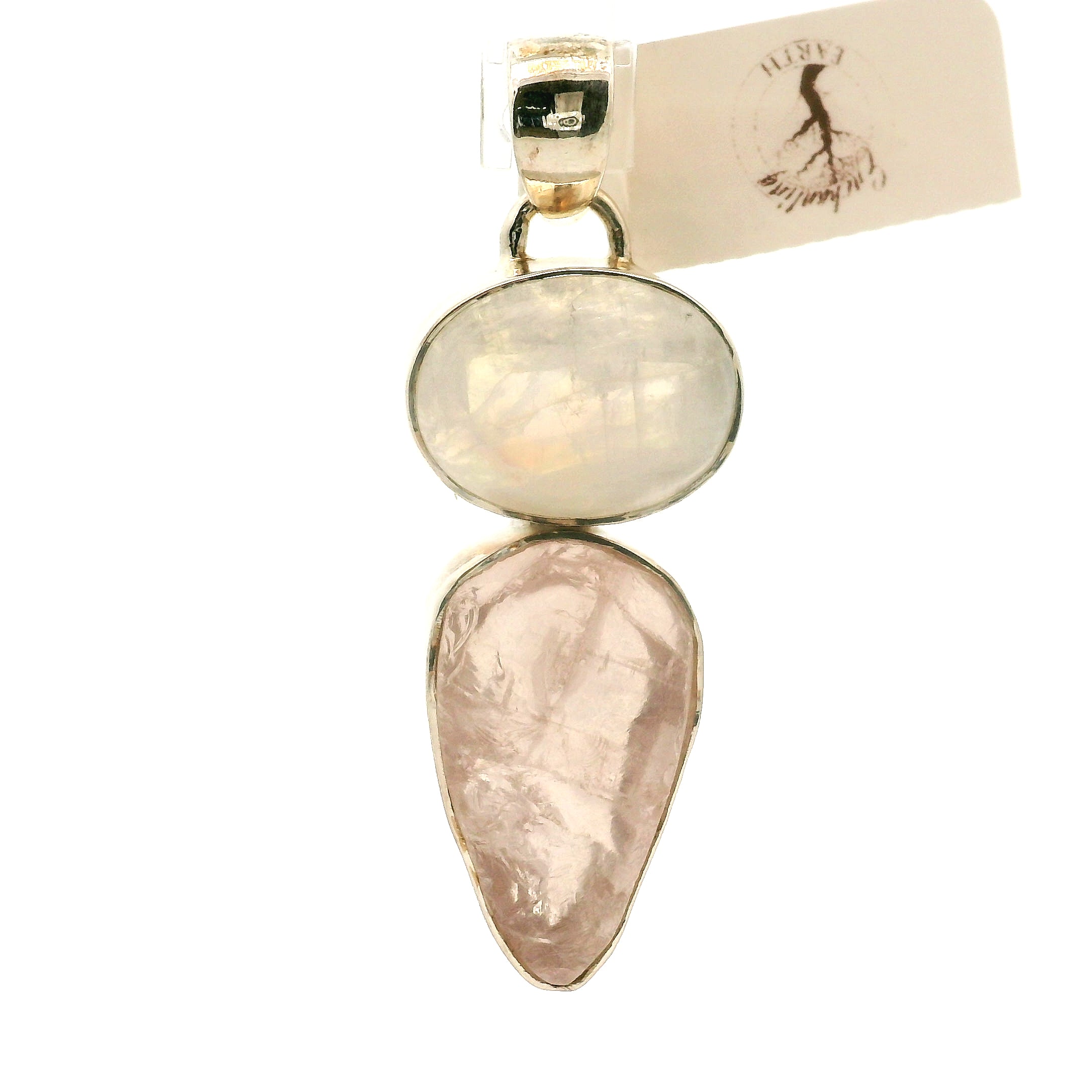 Rose Quartz Multi-Stone Pendant .925 Silver for Compassion, Emotional Release and Healing