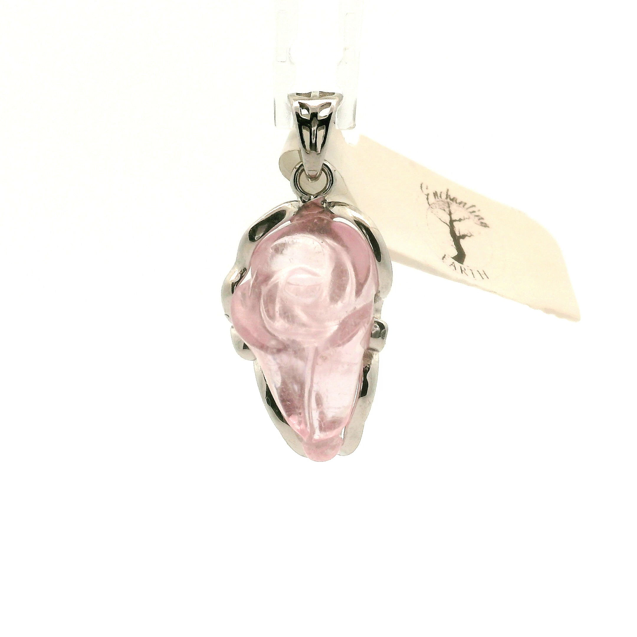Beryl Carved Flower Pendant .925 Sterling Silver for Supporting the Love & Harmony