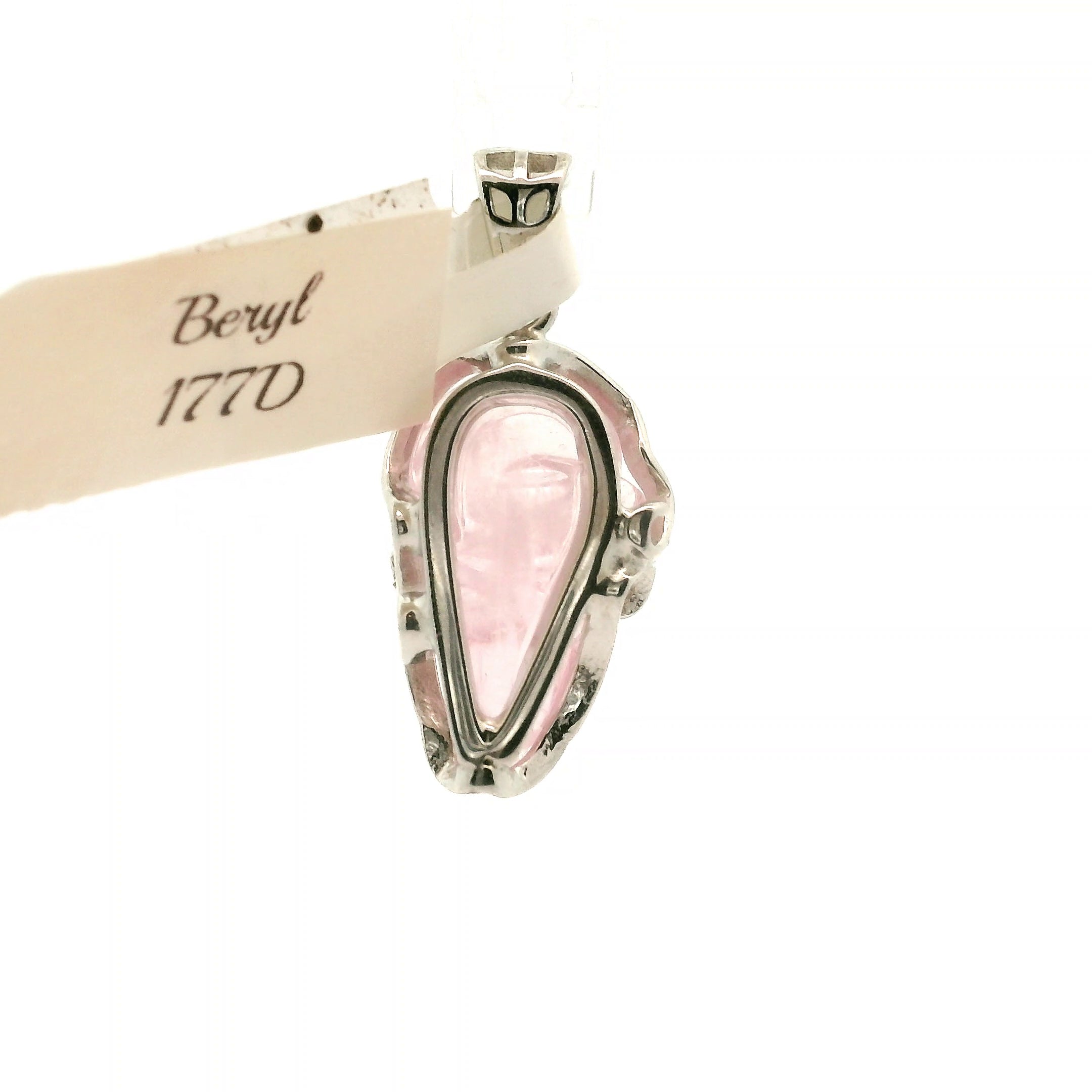 Beryl Carved Flower Pendant .925 Sterling Silver for Supporting the Love & Harmony