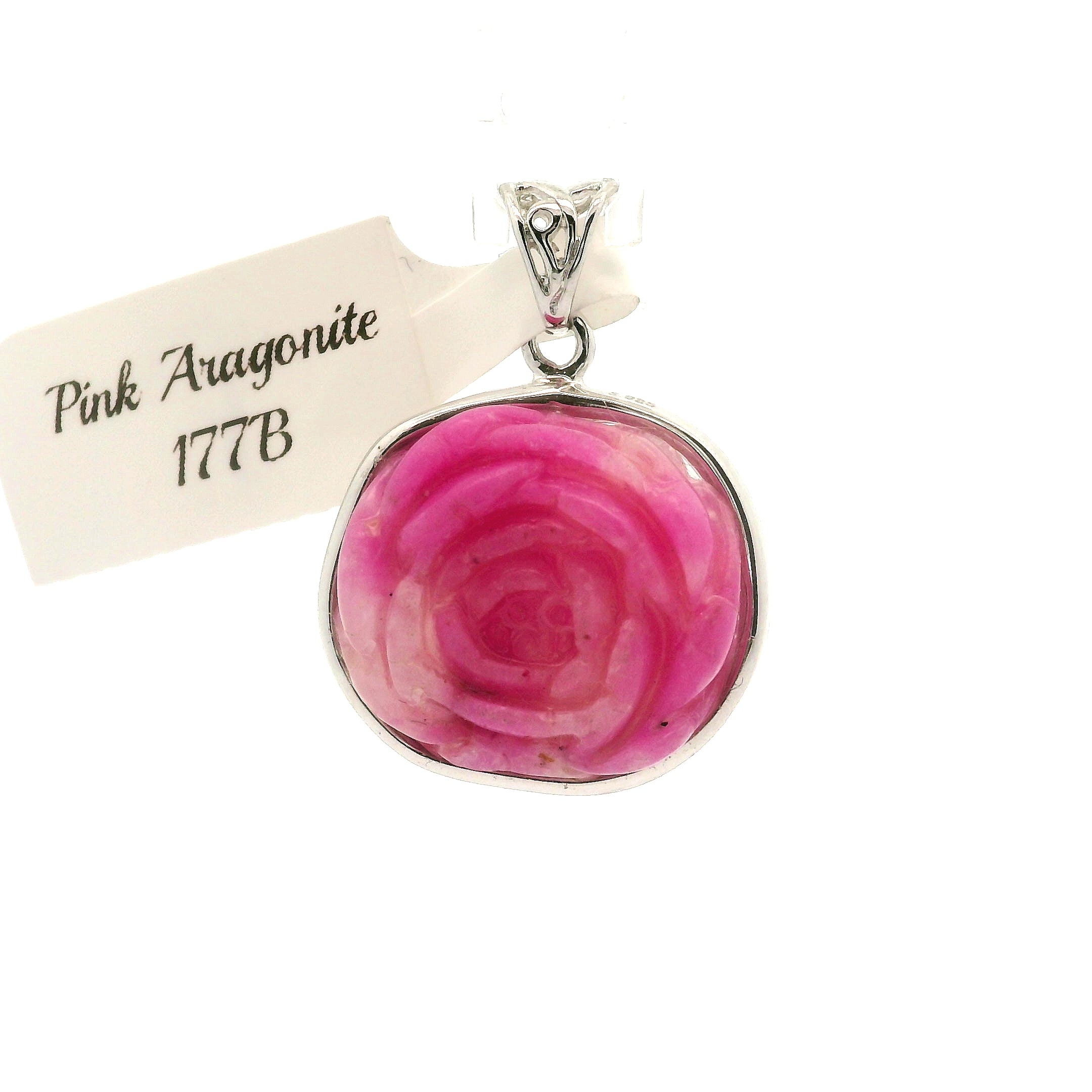 Pink Aragonite Flower Pendant .925 Sterling Silver for Attracting Love, Harmonizing Relationships and Knowing your Worth