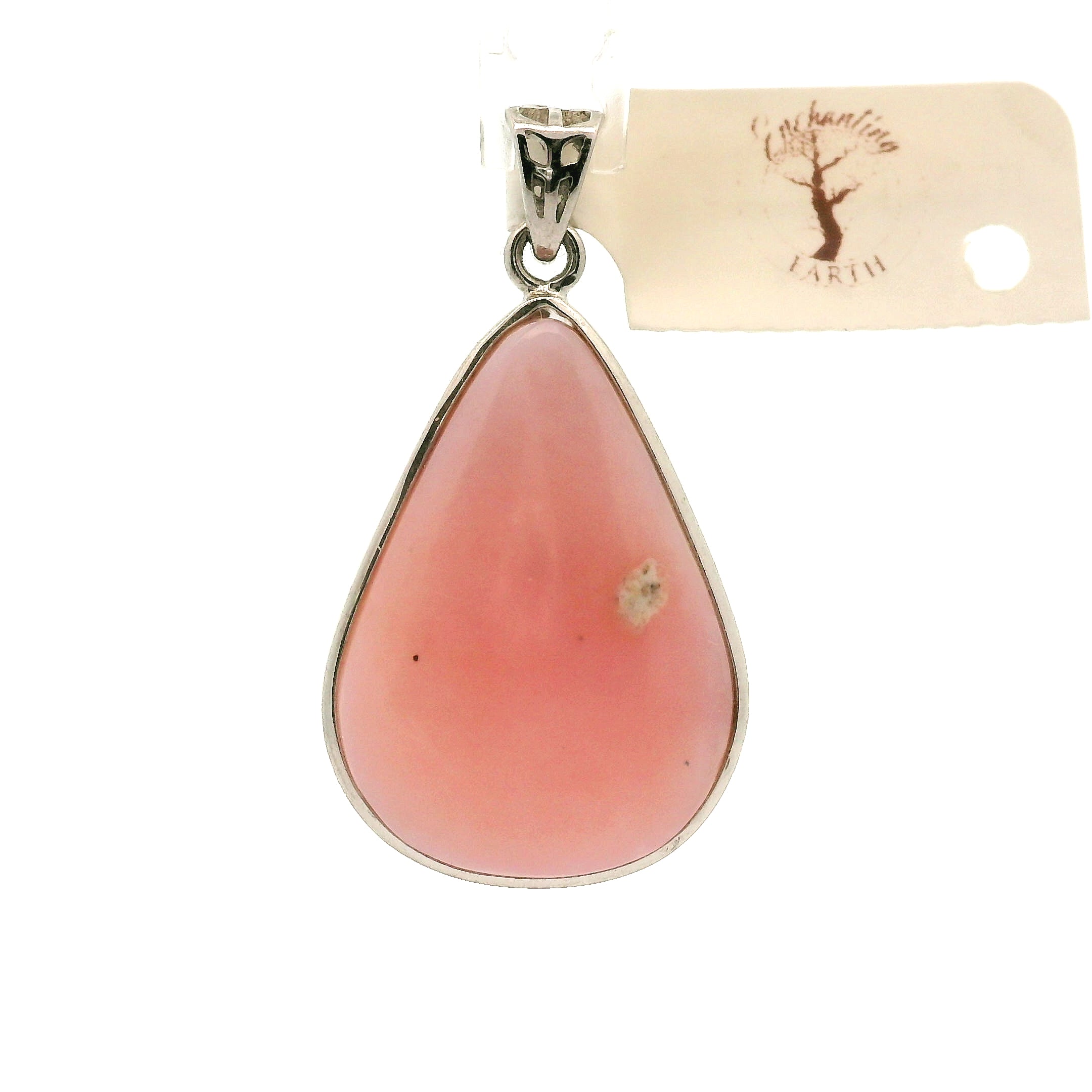 Peruvian Pink Opal Pendant .925 Silver for Love, Romance and Peace
