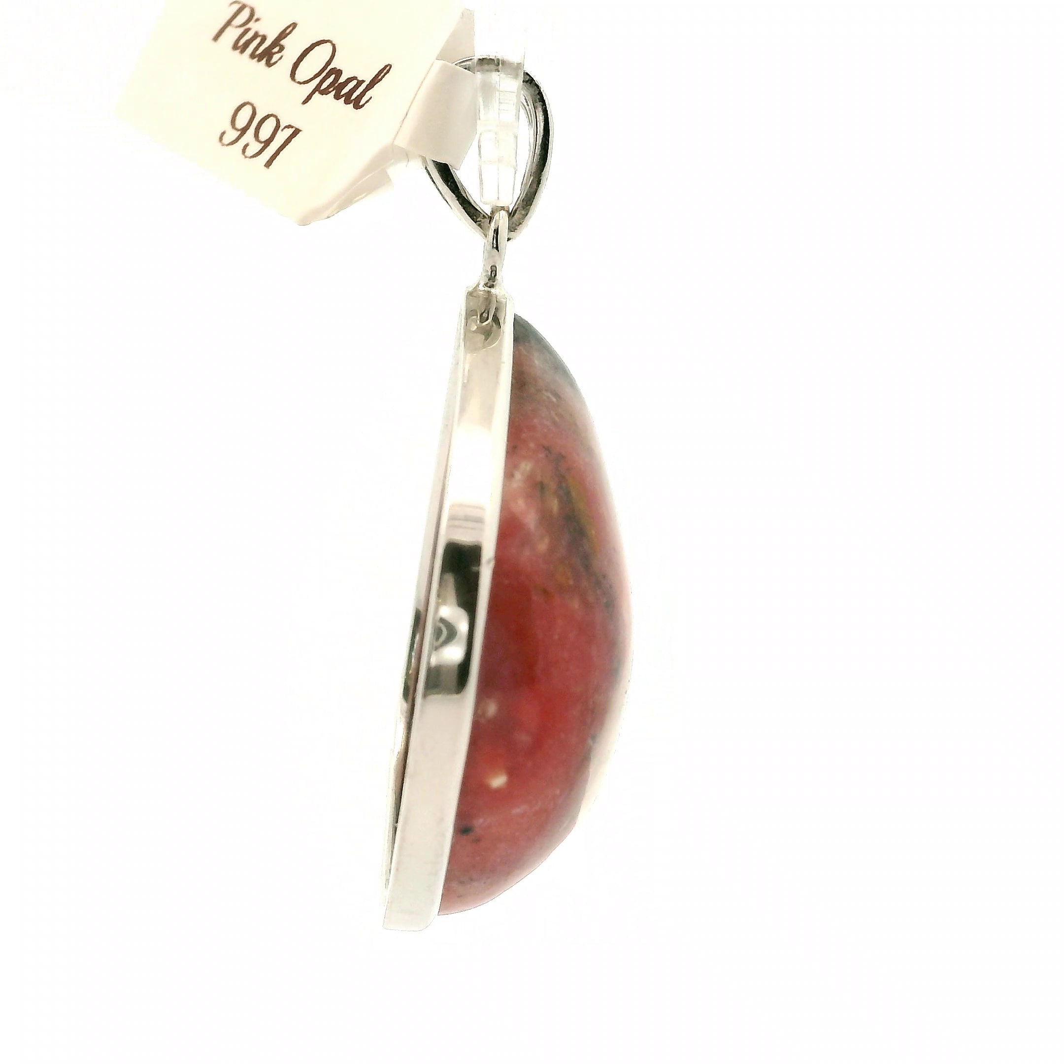 Pink Opal Pendant .925 Silver for Emotional Healing and Tranquility