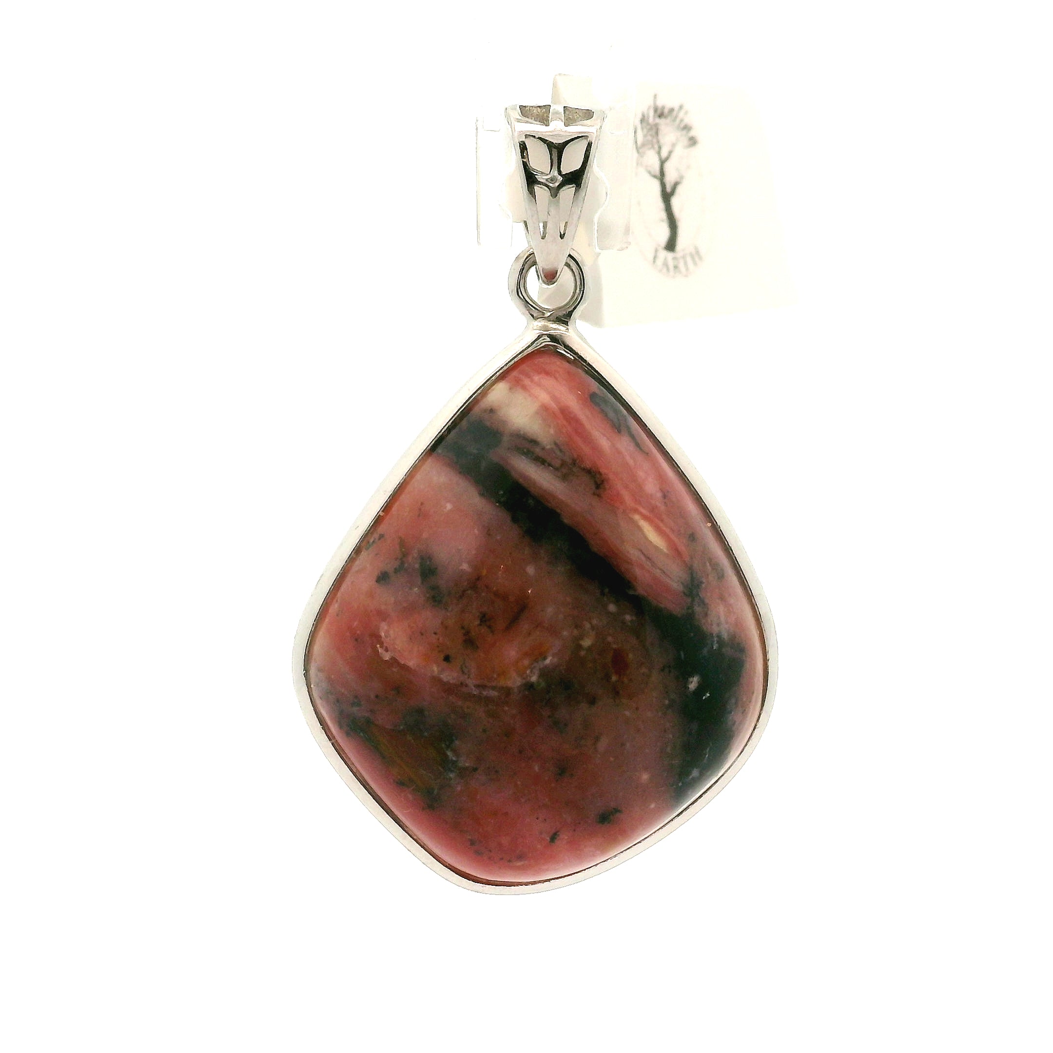 Pink Opal Pendant .925 Silver for Emotional Healing and Tranquility