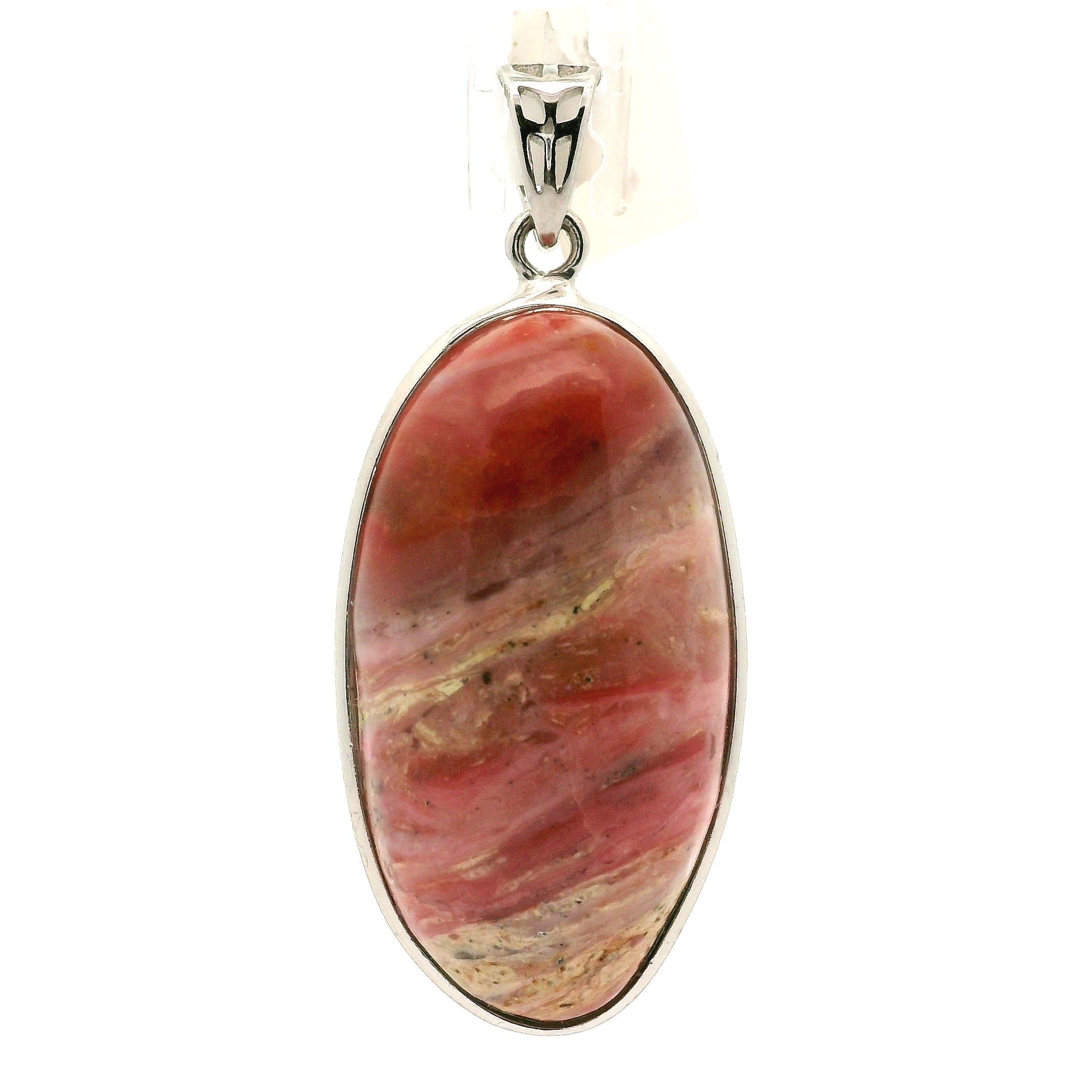 Pink Opal Pendant .925 Silver for Emotional Healing and Tranquility