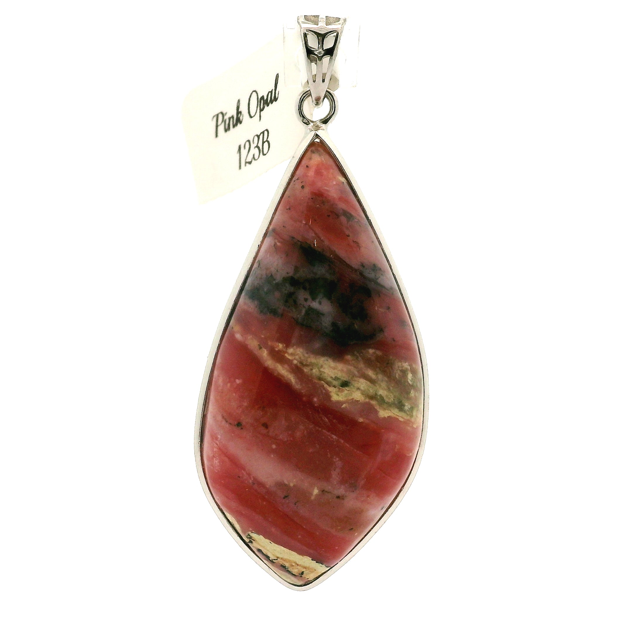 Pink Opal Pendant .925 Silver for Emotional Healing and Tranquility