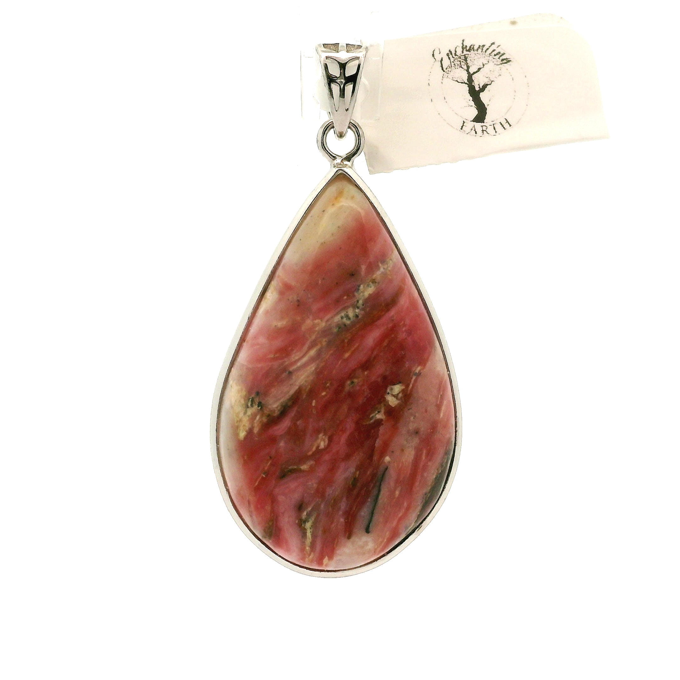 Pink Opal Pendant .925 Silver for Emotional Healing and Tranquility