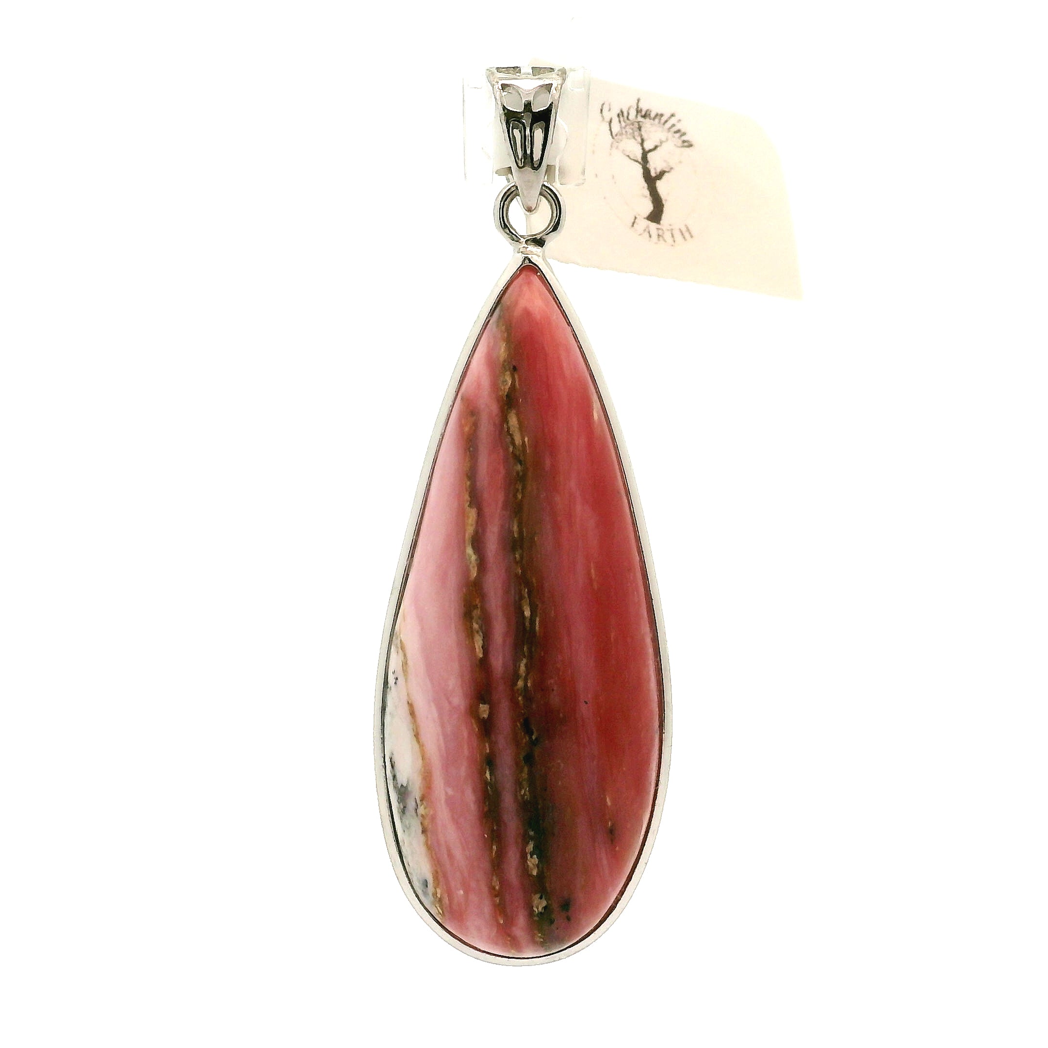 Pink Opal Pendant .925 Silver for Emotional Healing and Tranquility