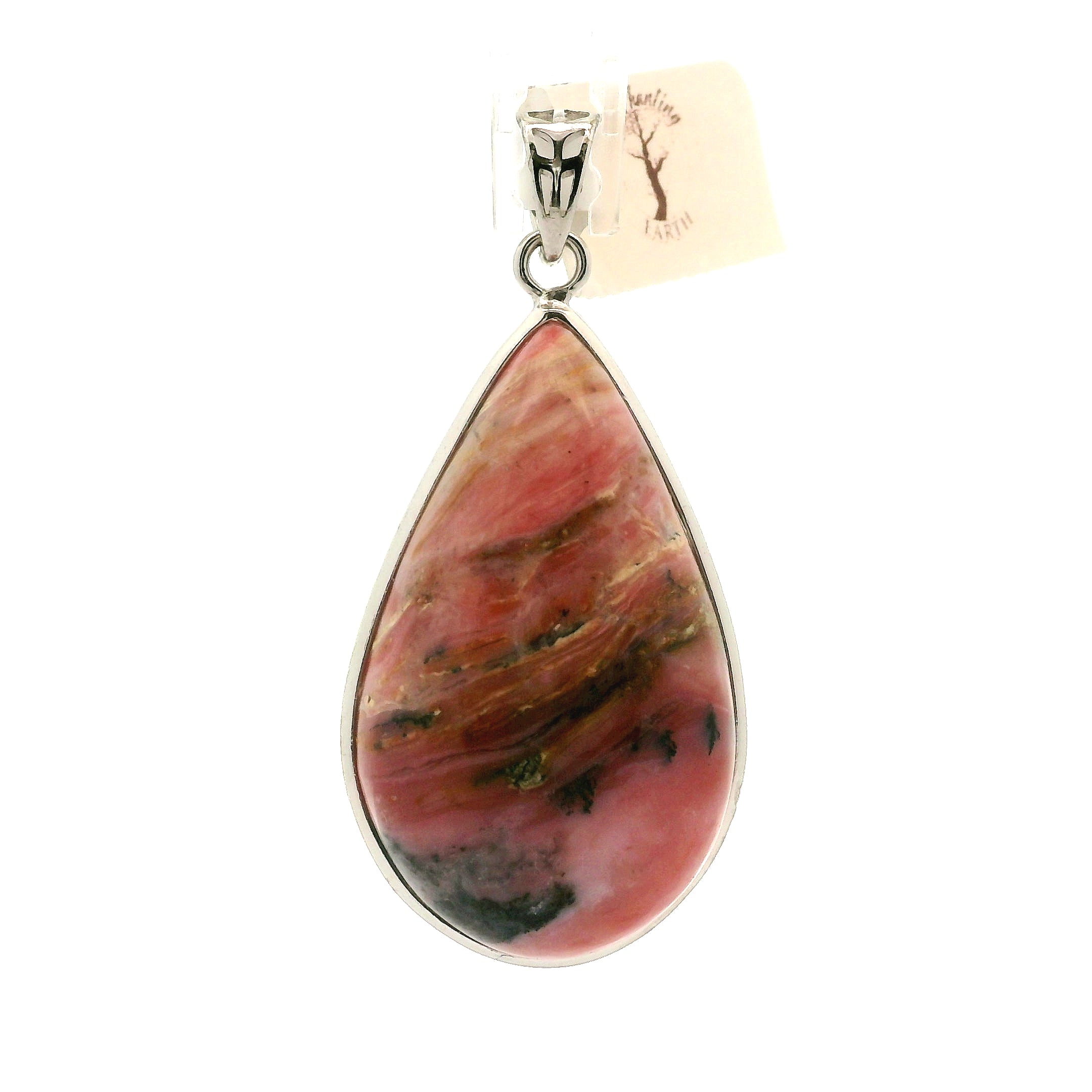 Pink Opal Pendant .925 Silver for Emotional Healing and Tranquility