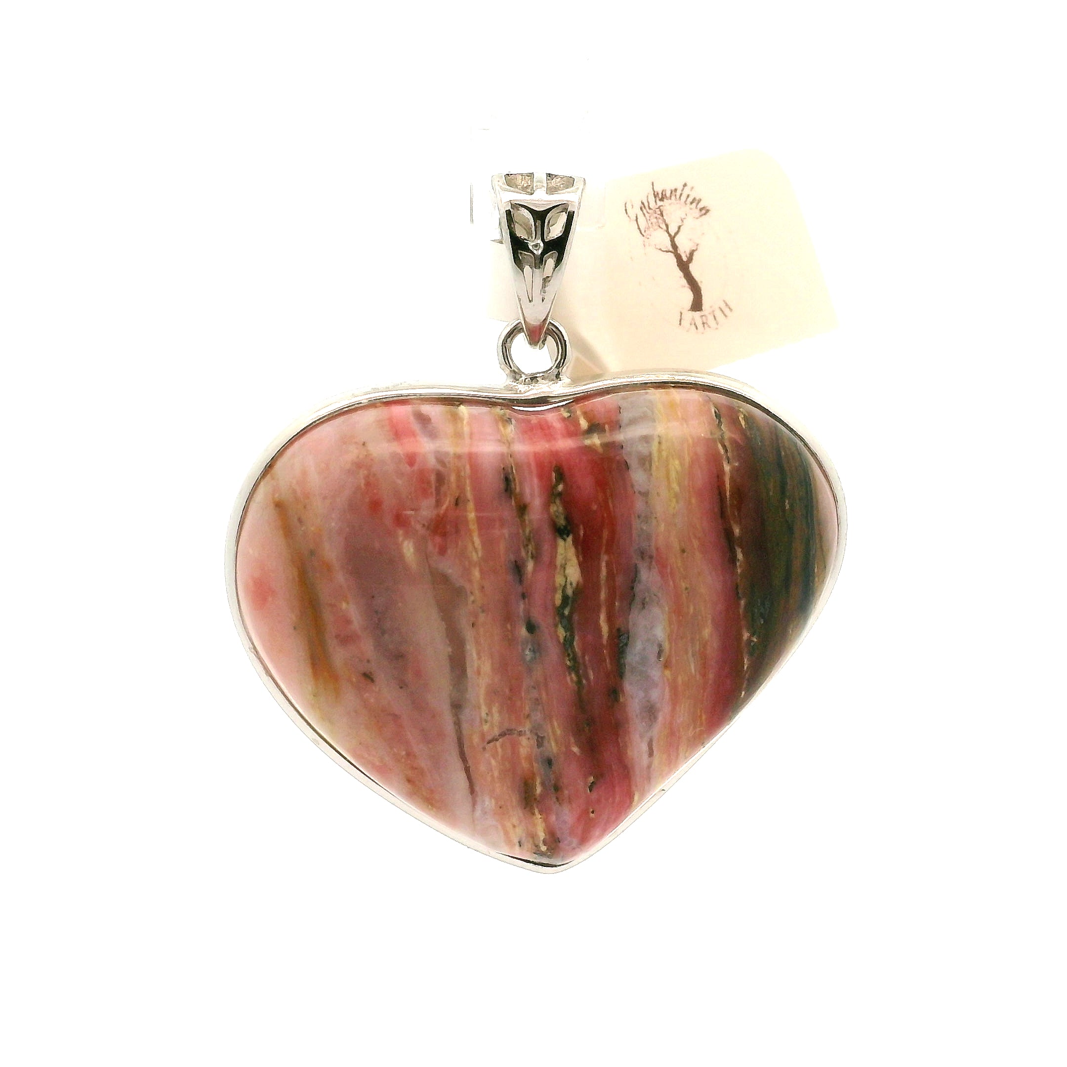 Pink Opal Pendant .925 Silver for Emotional Healing and Tranquility