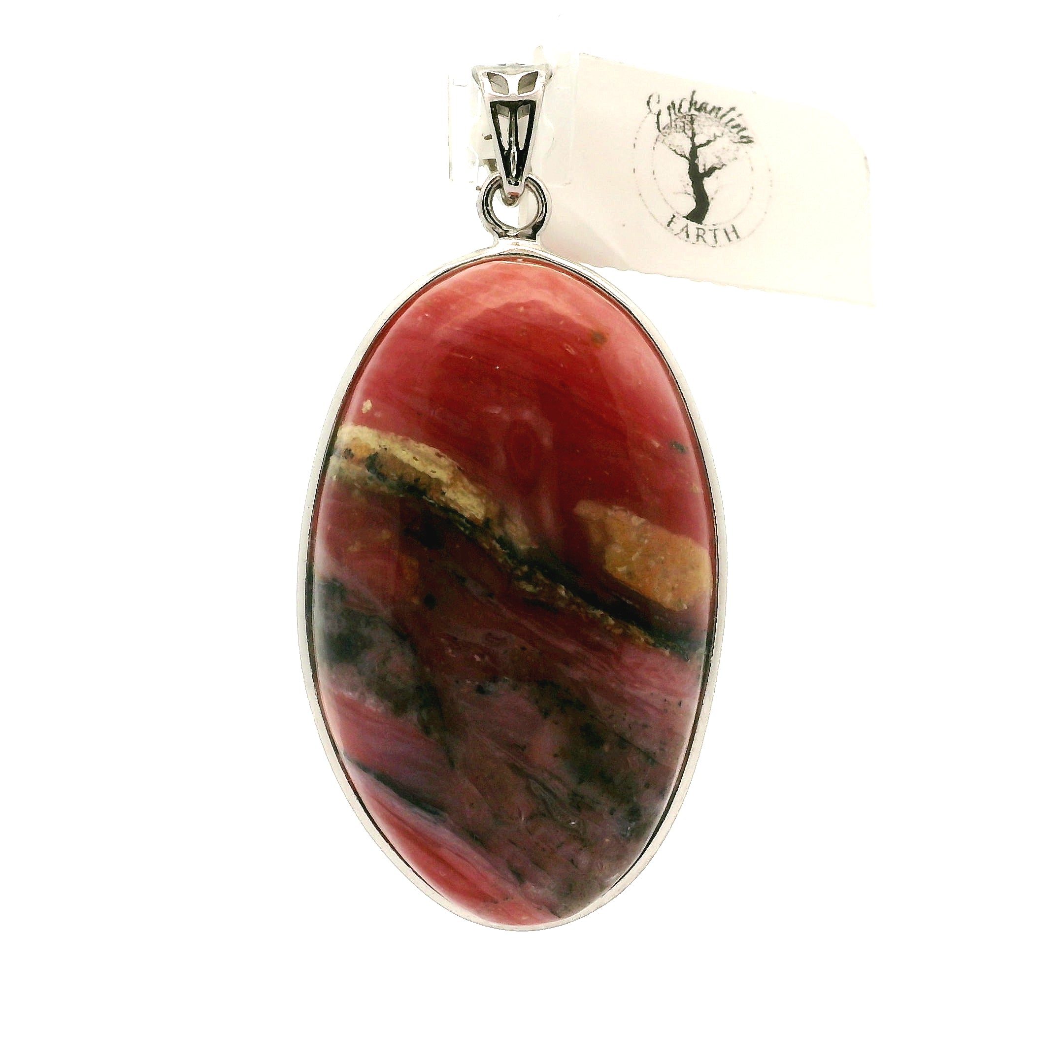 Pink Opal Pendant .925 Silver for Emotional Healing and Tranquility