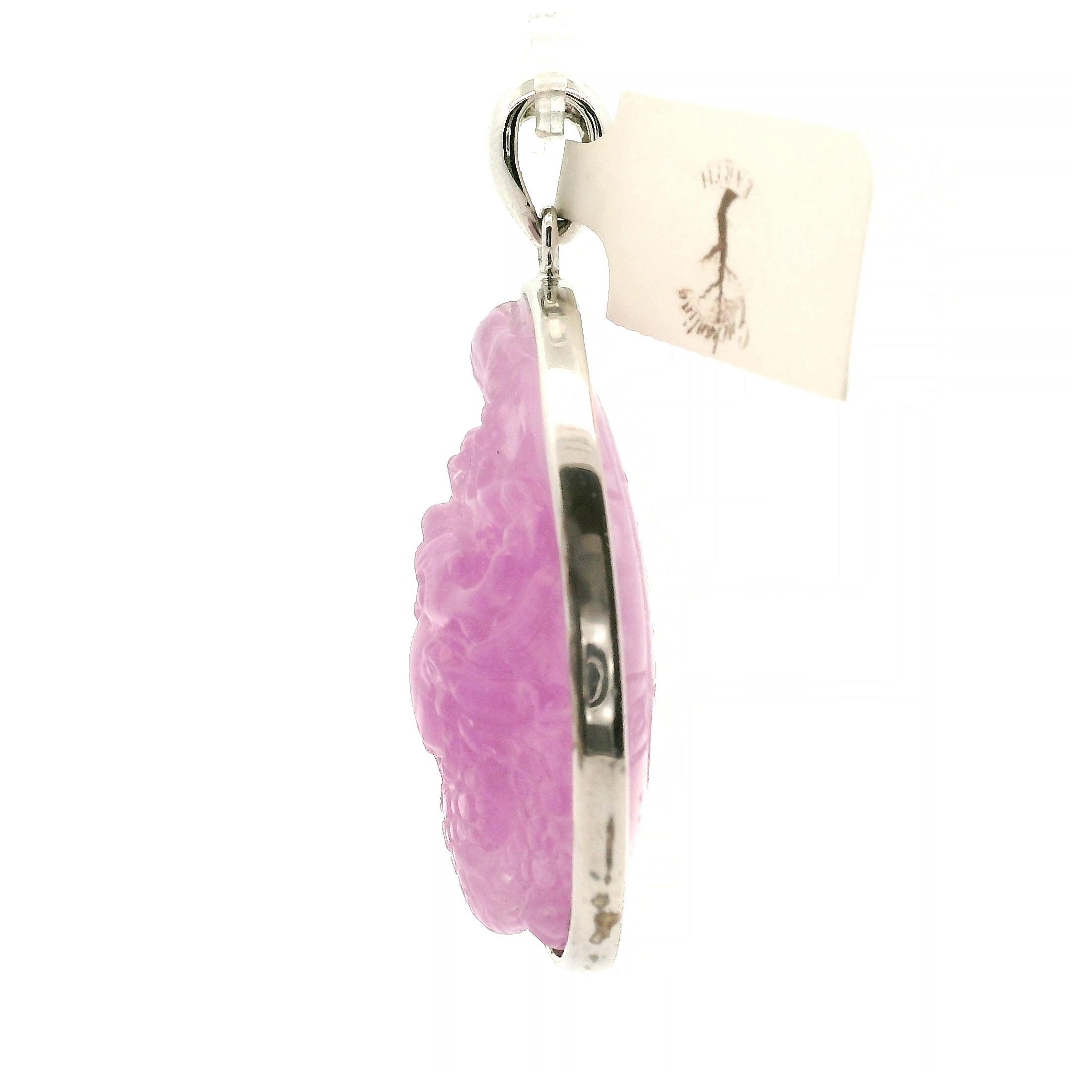 Kunzite Carved Pendant .925 Silver for Opening Your Heart to Love, Emotional and Family Healing