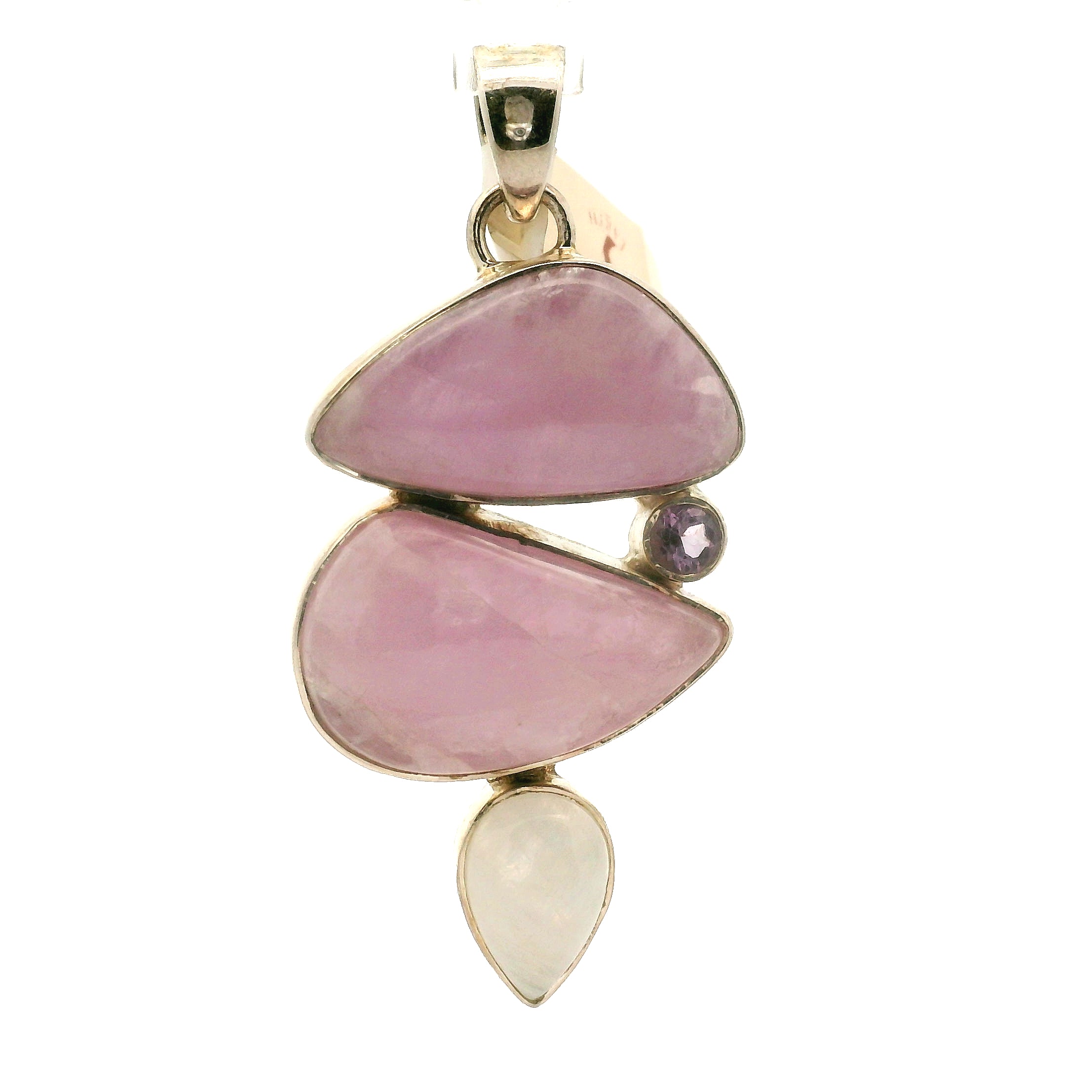 Kunzite Multi-Stone Pendant .925 Silver for Opening Your Heart to Love, Emotional and Family Healing