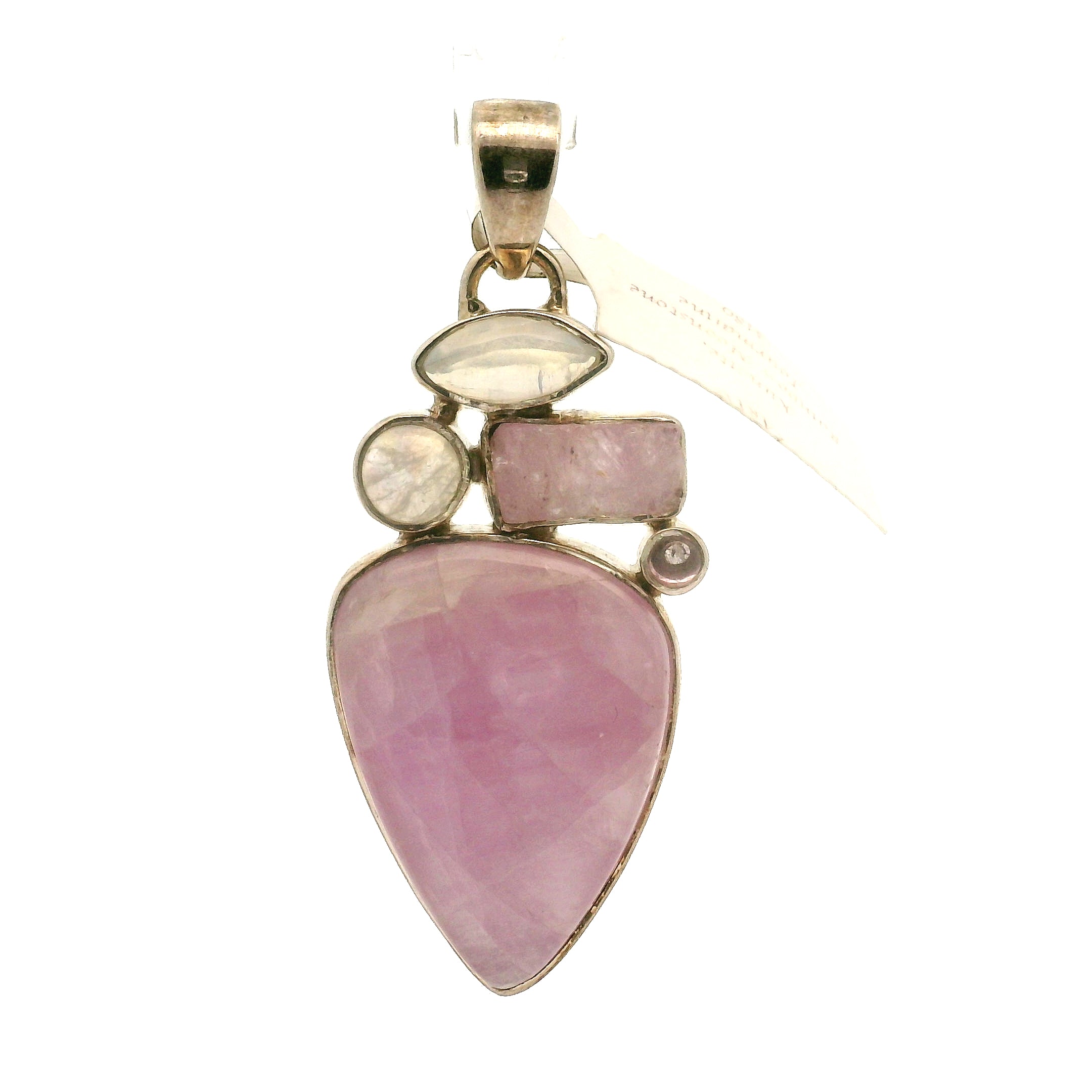 Kunzite Multi-Stone Pendant .925 Silver for Opening Your Heart to Love, Emotional and Family Healing