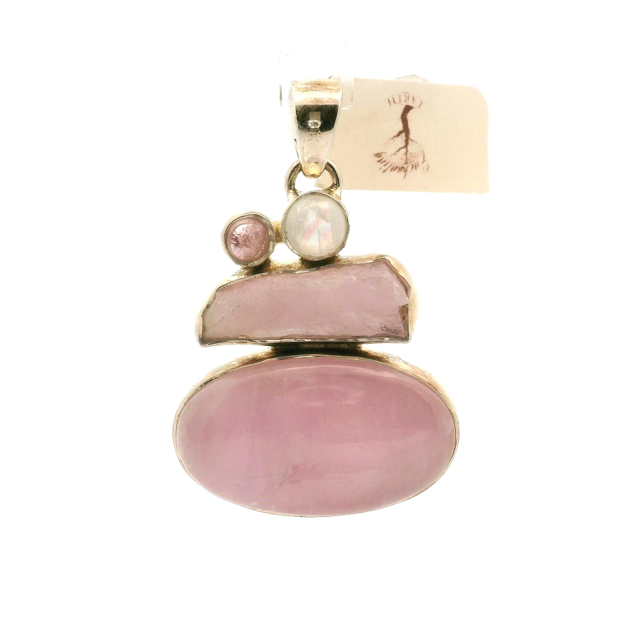 Kunzite Multi-Stone Pendant .925 Silver for Opening Your Heart to Love, Emotional and Family Healing