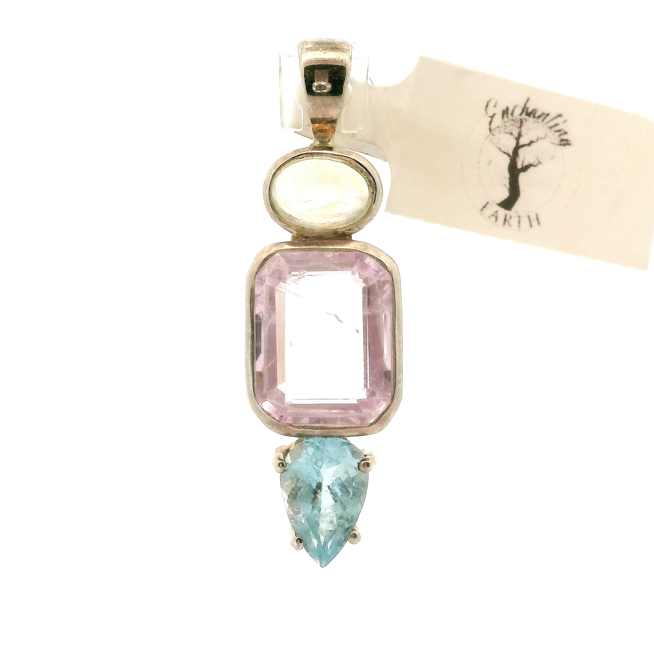 Kunzite Multi-Stone Pendant .925 Silver for Opening Your Heart to Love, Emotional and Family Healing
