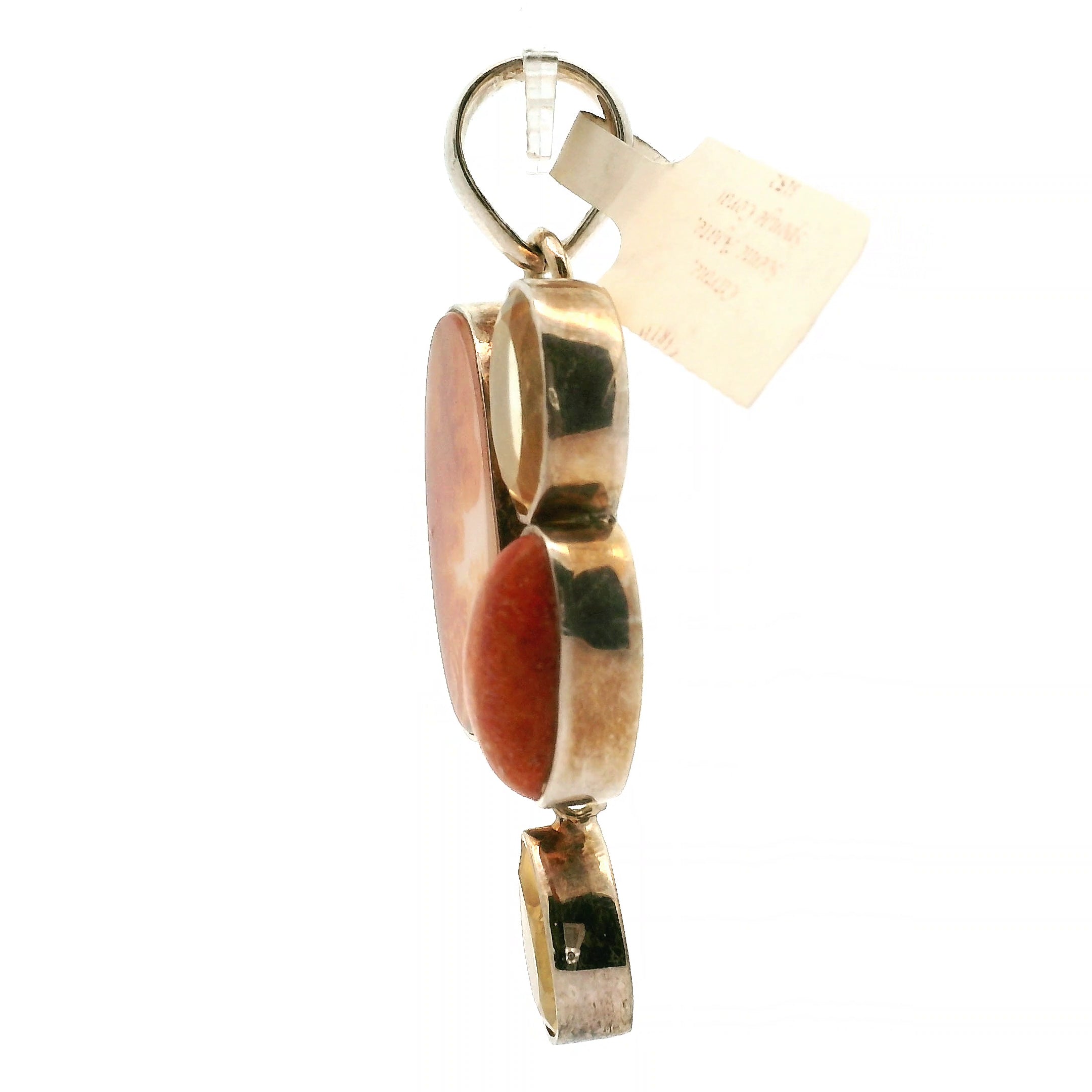 Citrine, Agate and Sponge Coral Pendant .925 Silver for Abundance, Prosperity and Protection
