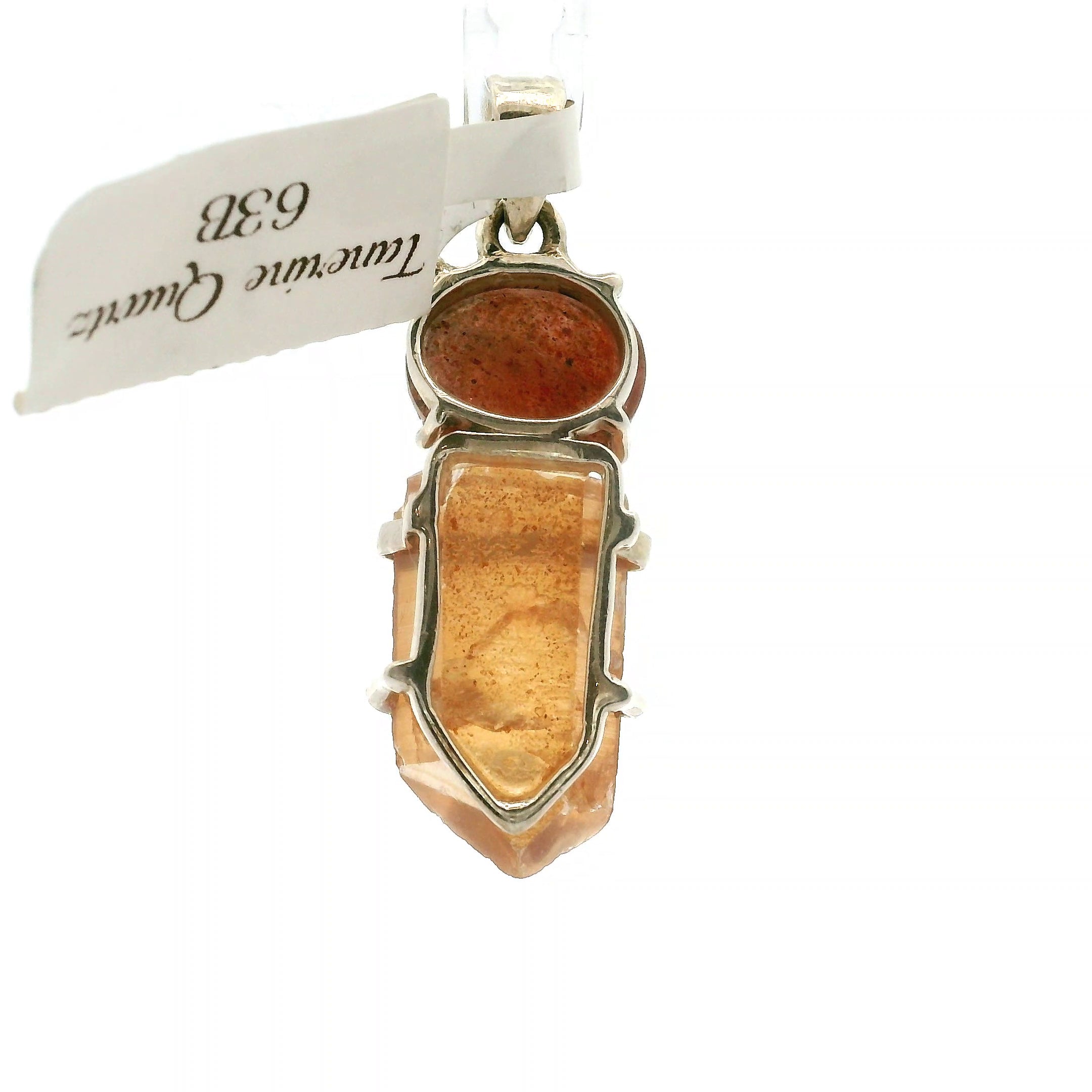 Sunstone and Tangerine Quartz Pendant .925 Silver for Vitality, Strength and Abundance