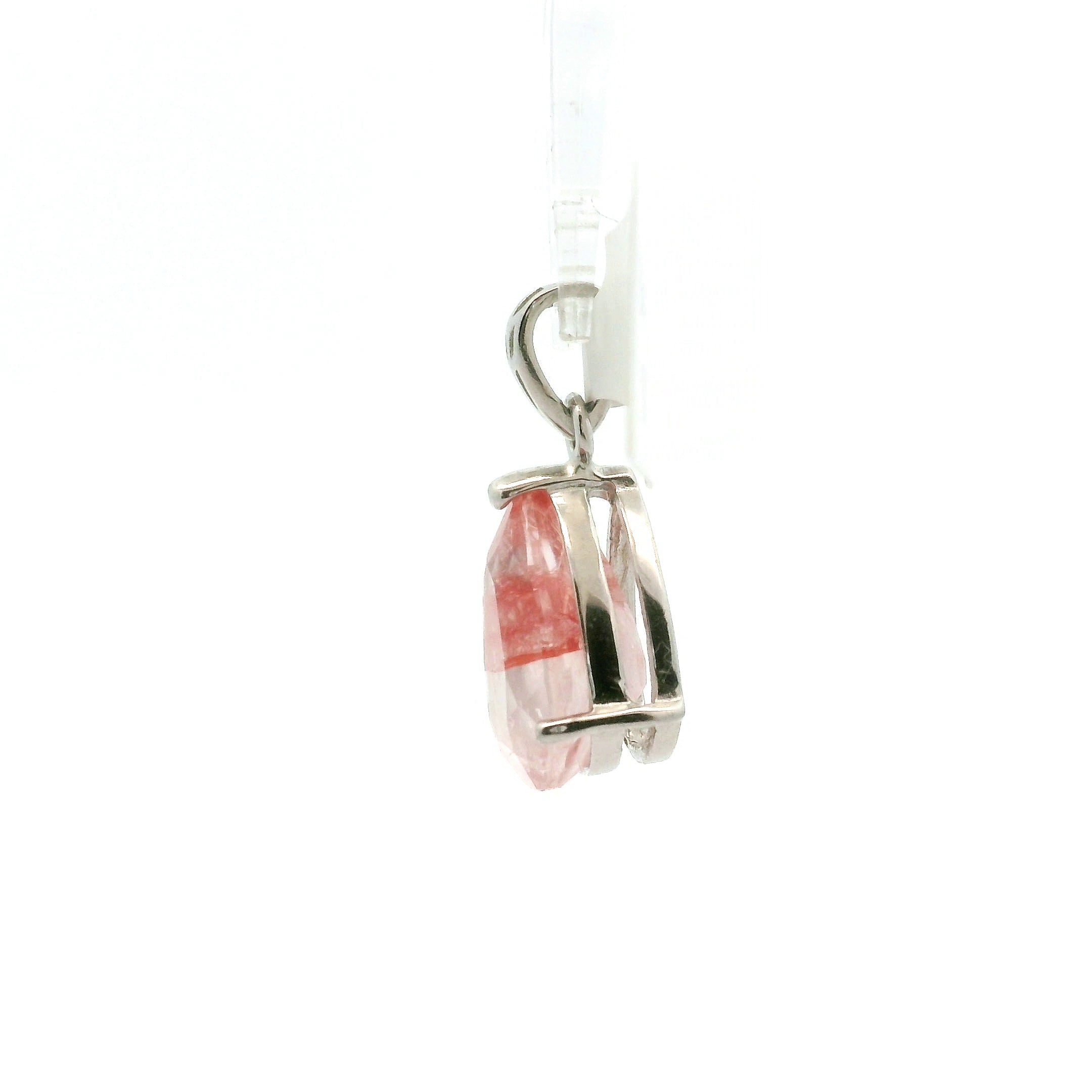 Pink Koi Quartz Pendant .925 Sterling Silver for Spiritual Transformation