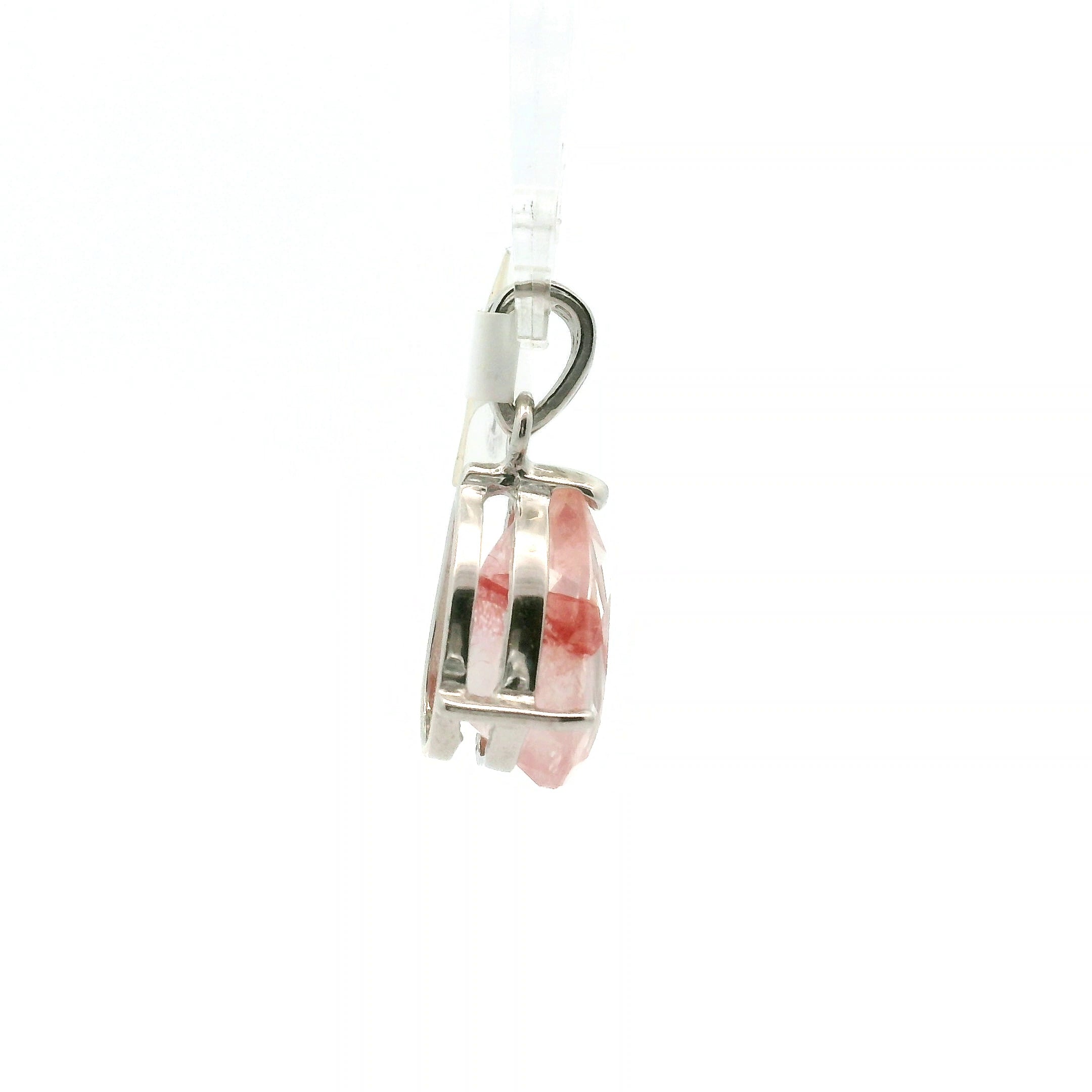 Pink Koi Quartz Pendant .925 Sterling Silver for Spiritual Transformation