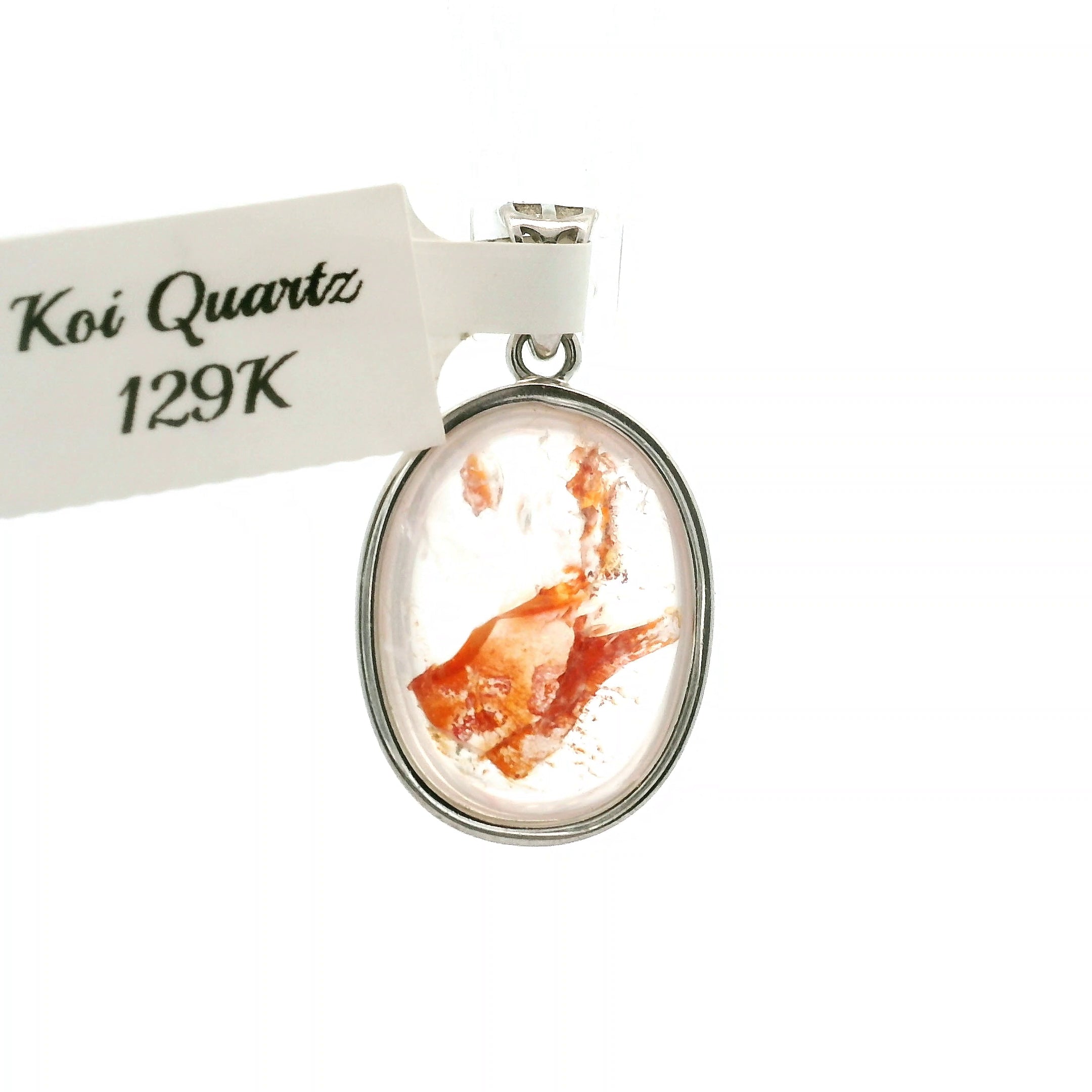 Koi Quartz Pendant .925 Sterling Silver for Spiritual Transformation