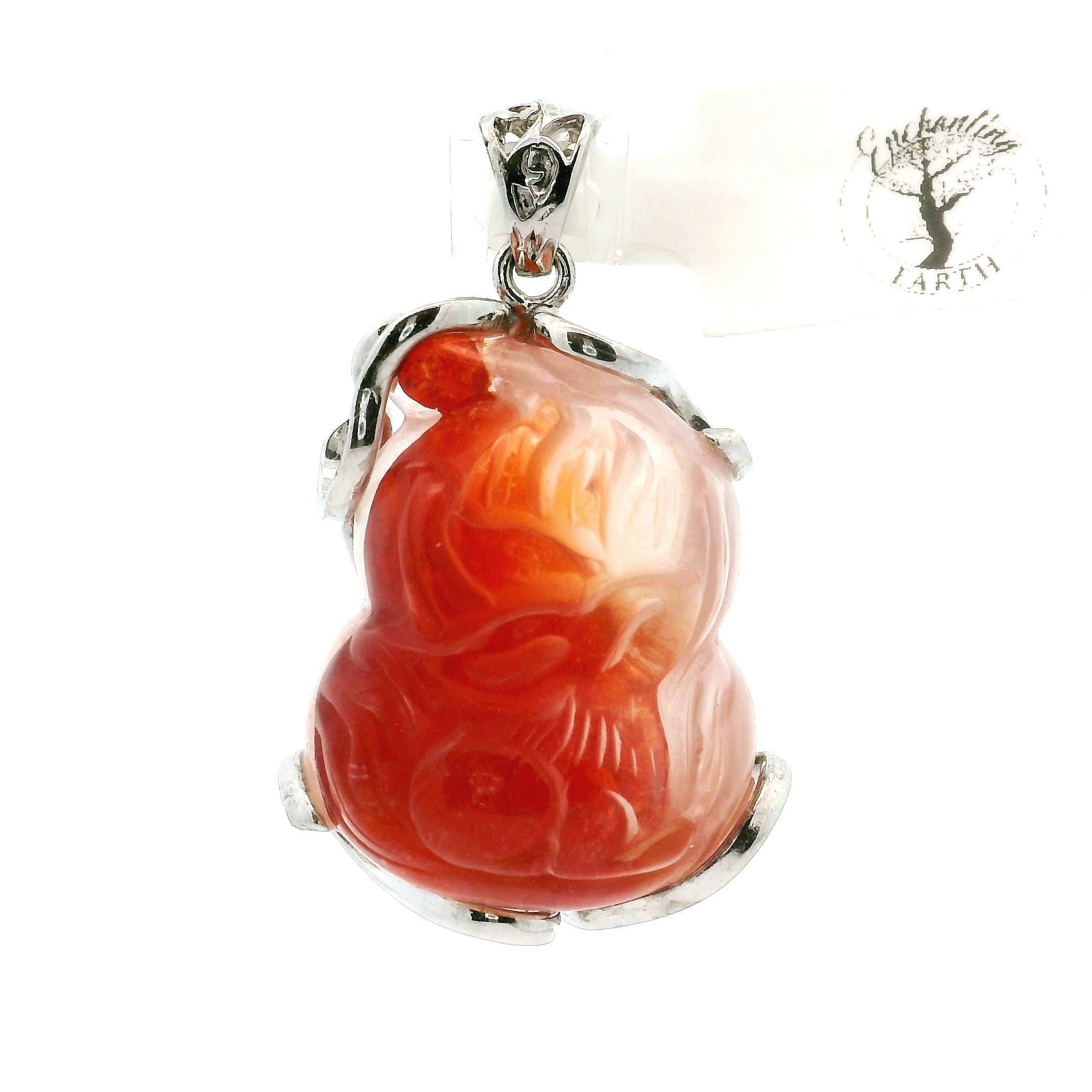 Fire Quartz  Deer Pendant .925 Sterling Silver for Confidence, Vitality and Grounding