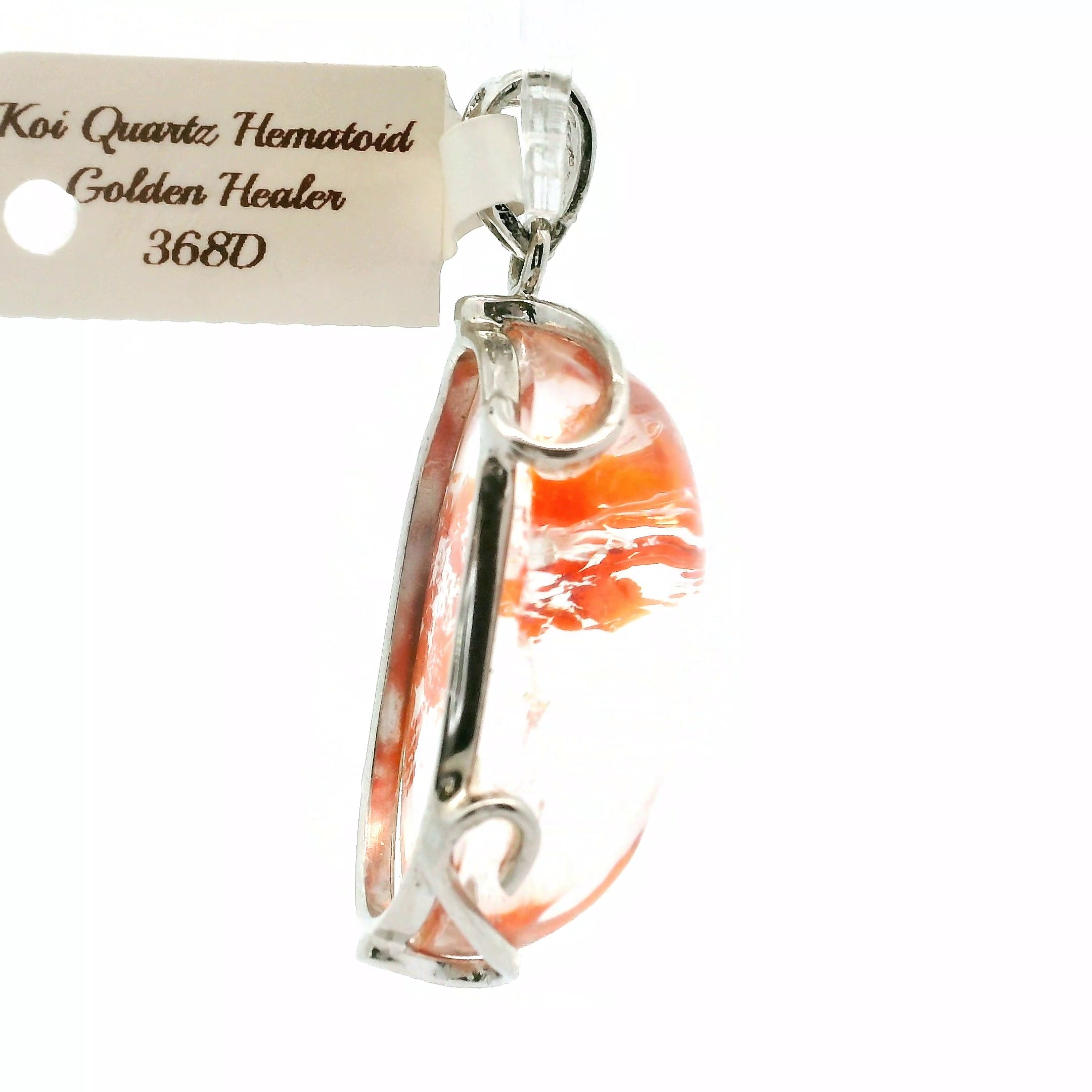 Koi Quartz Pendant .925 Sterling Silver for Spiritual Transformation