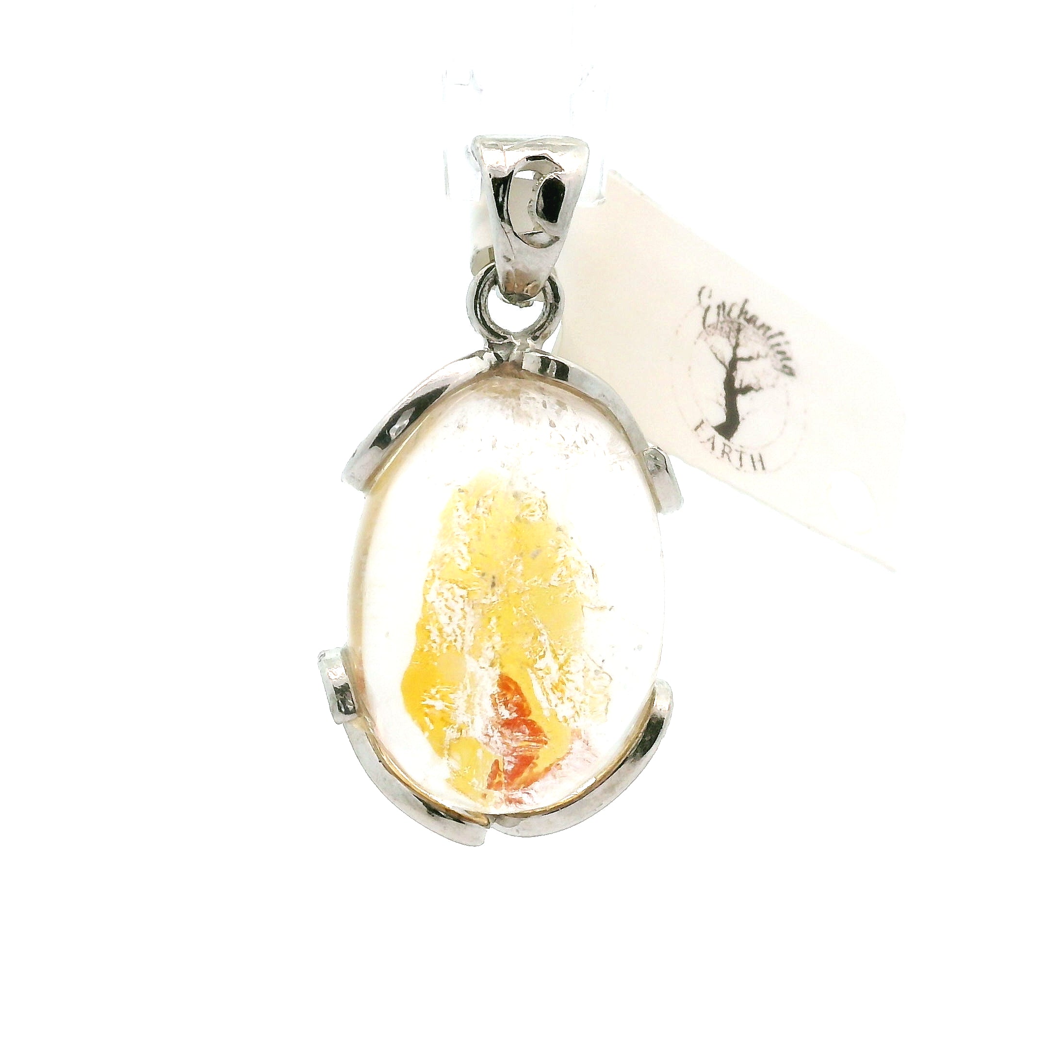 Koi Quartz Pendant .925 Sterling Silver for Spiritual Transformation
