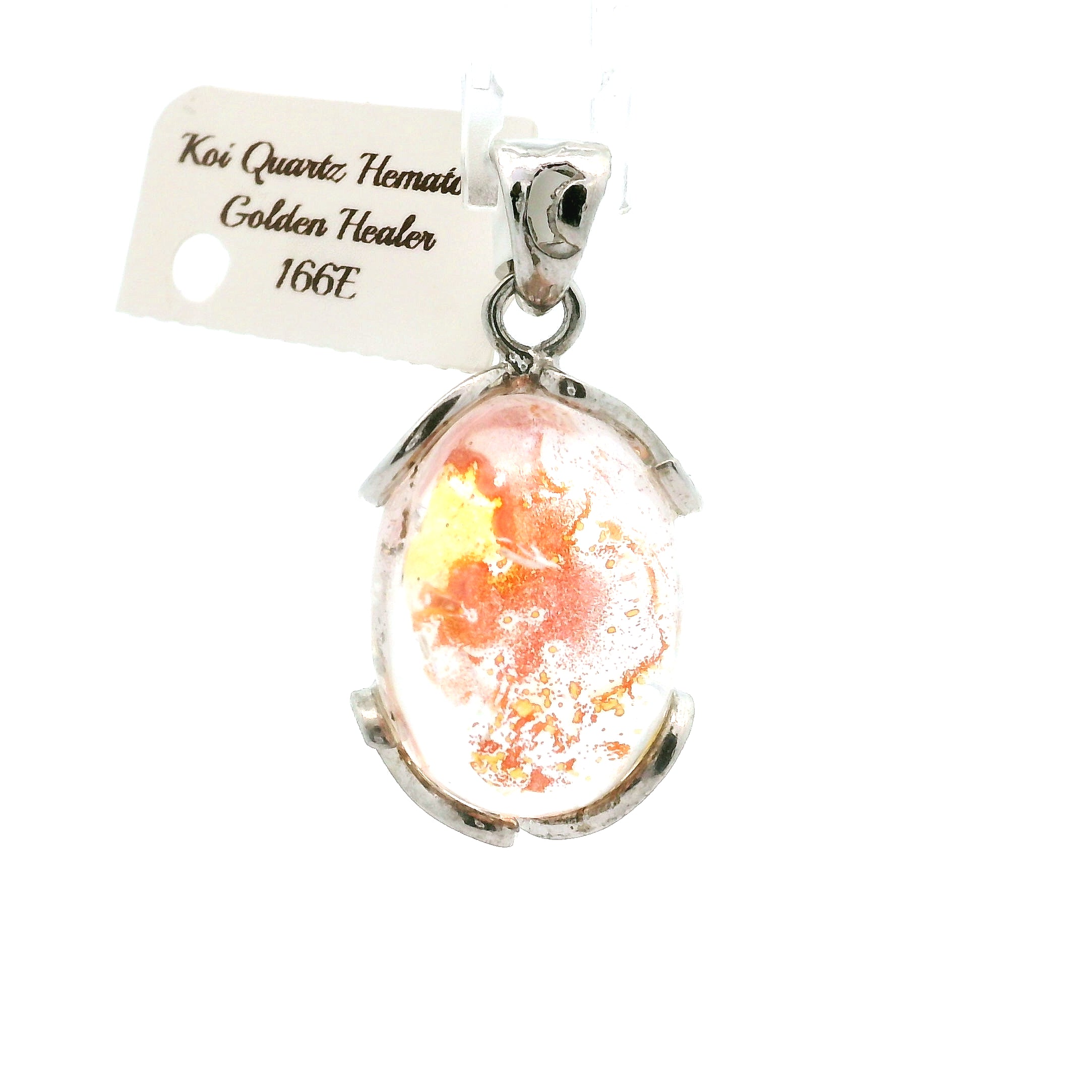Koi Quartz Pendant .925 Sterling Silver for Spiritual Transformation